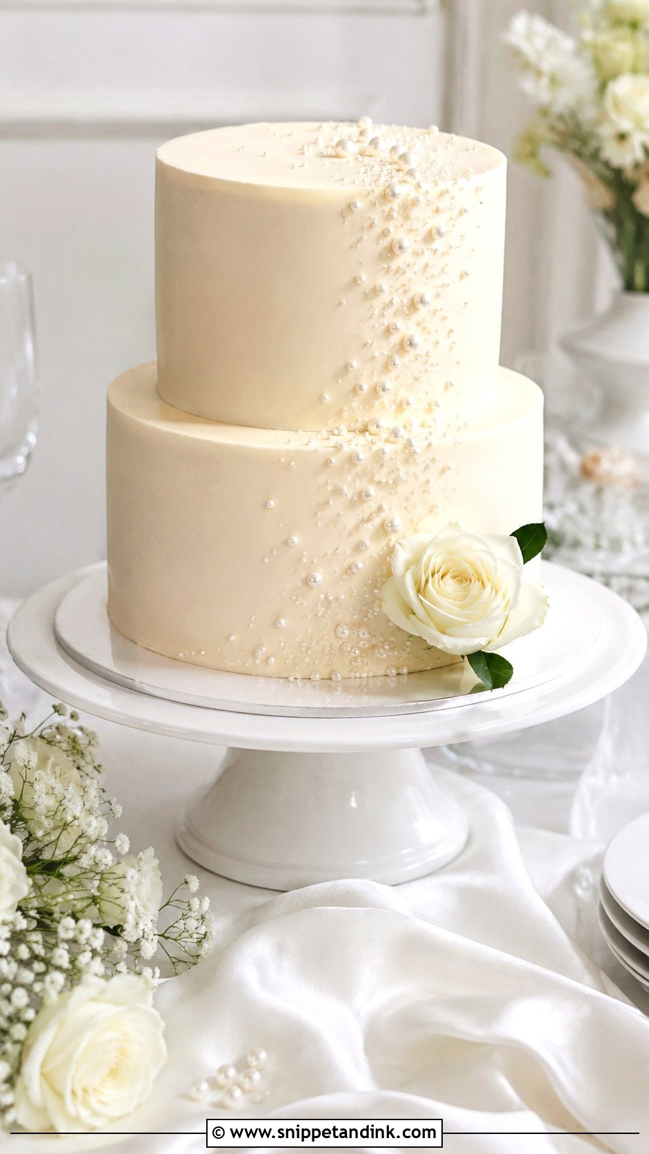 2 Tier Pearl Wedding Cake - Snippet and Ink - 30 2 Tier Minimalist Wedding Cake Ideas
