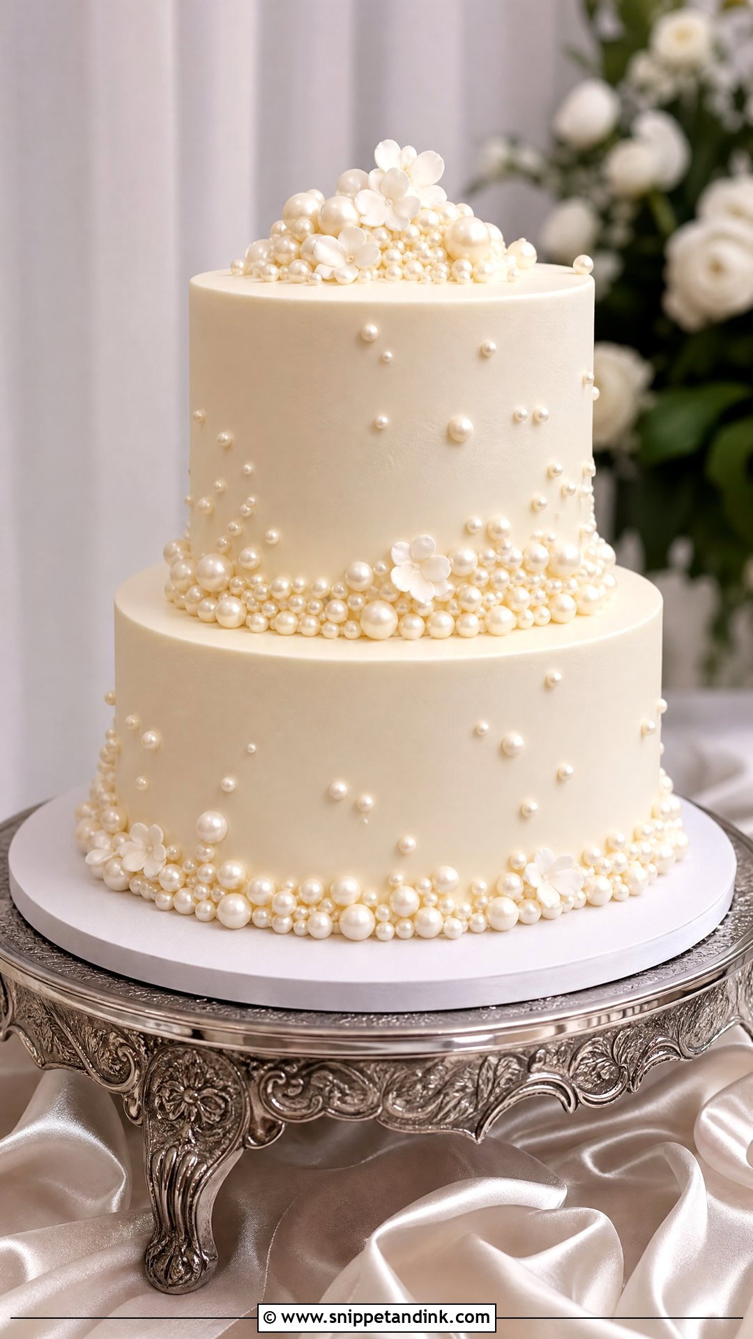 2 Tier Pearl Wedding Cake - Snippet and Ink - 25 2 Tier Wedding Cake Ideas