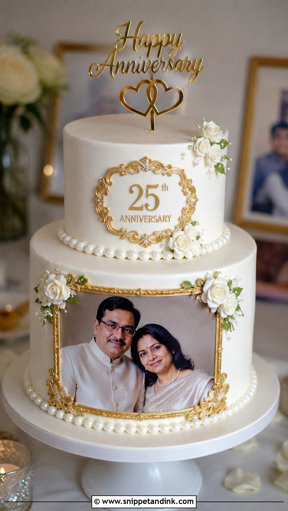 2 Tier Photo Anniversary Cake - Snippet and Ink - 20 2 Tier Anniversary Cake Designs