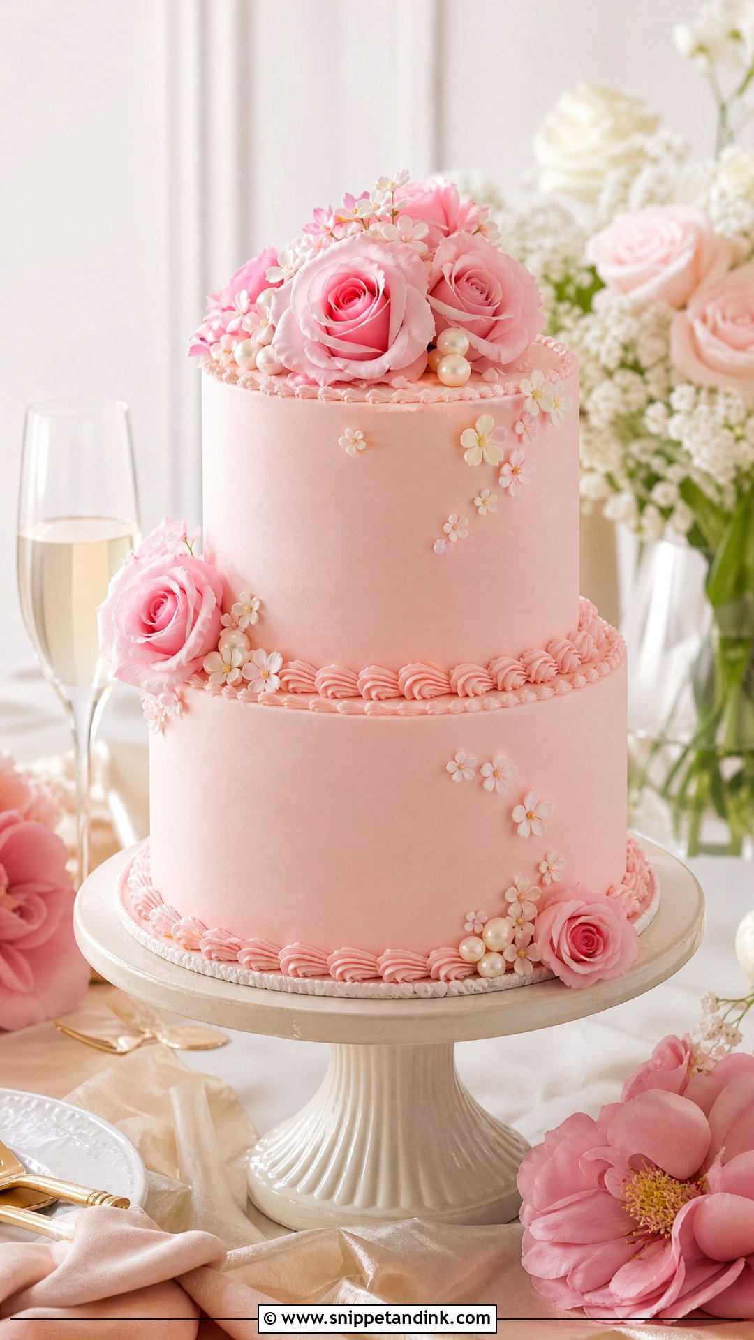 2 Tier Pink Wedding Cake - Snippet and Ink - 25 2 Tier Wedding Cake Ideas