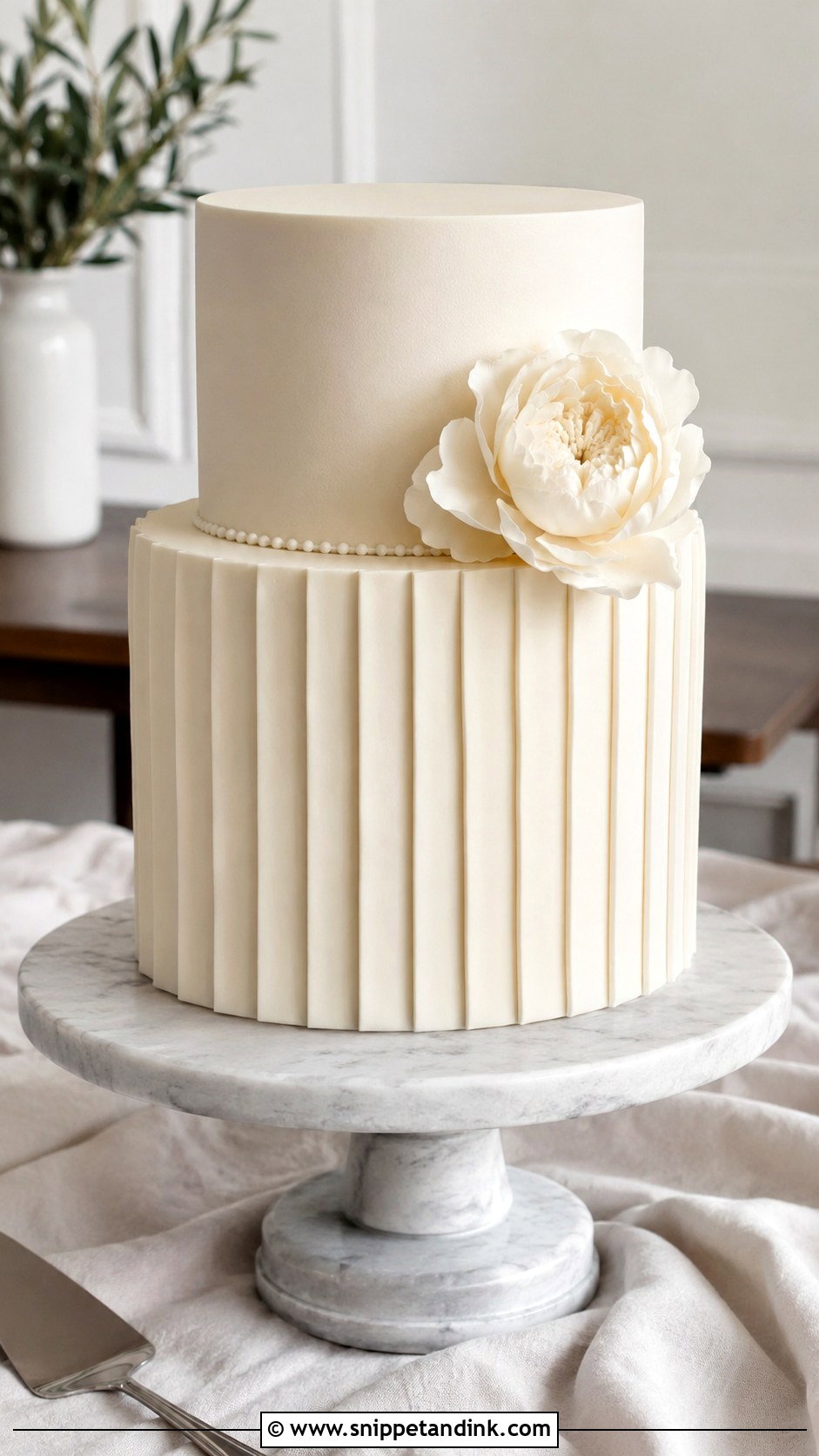 2 Tier Pleated Wedding Cake - Snippet and Ink - 30 2 Tier Minimalist Wedding Cake Ideas
