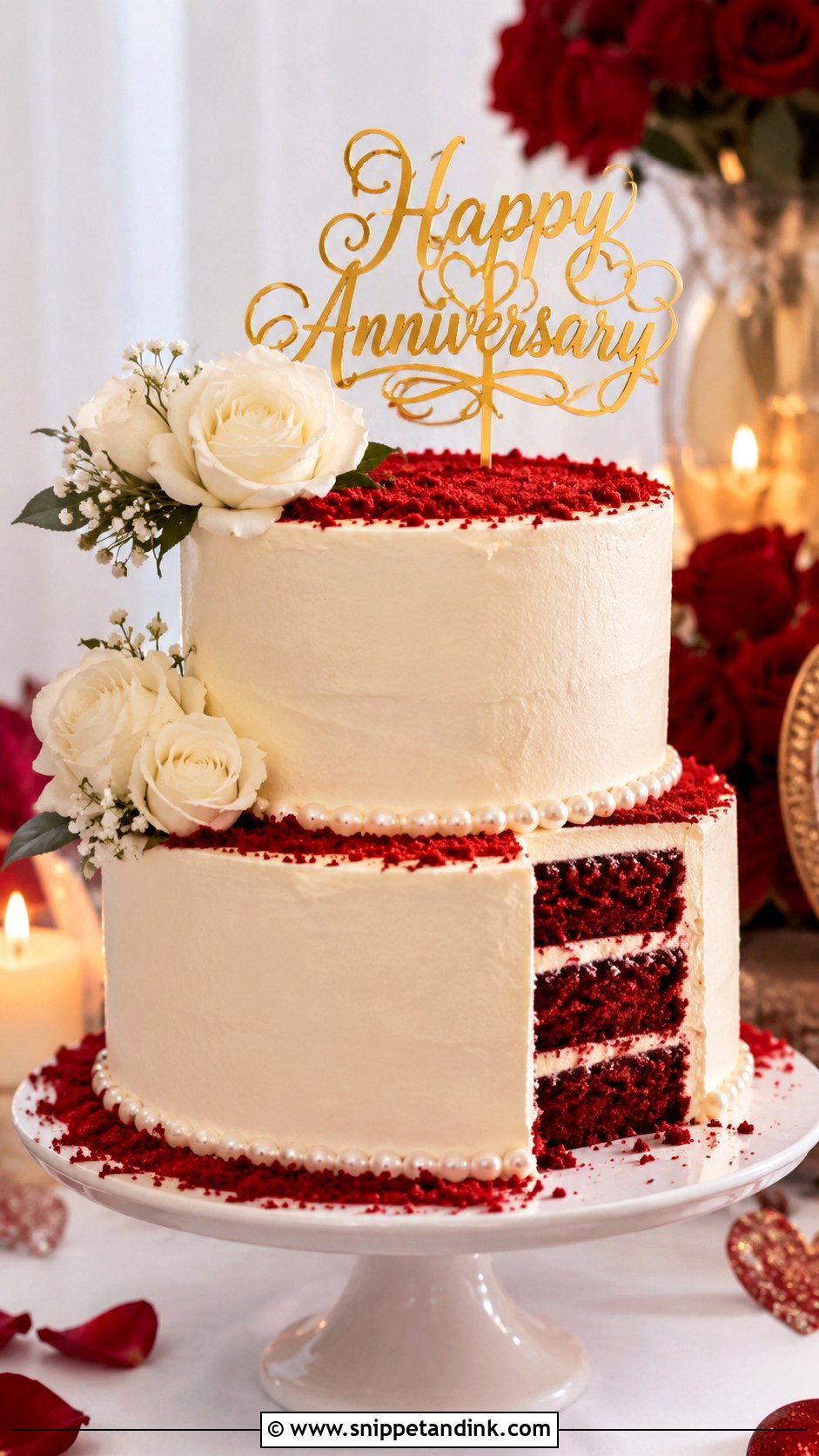 2 Tier Red Velvet Anniversary Cake - Snippet and Ink - 20 2 Tier Anniversary Cake Designs