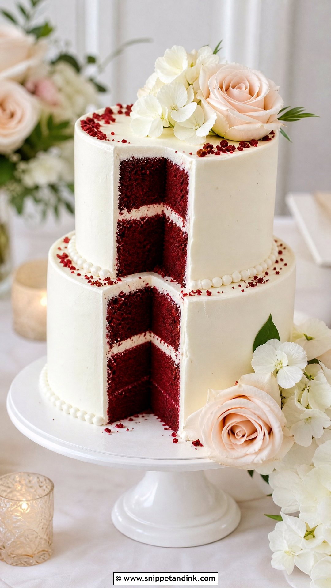 2 Tier Red Velvet Wedding Cake - Snippet and Ink - 30 2 Tier Cake Ideas for Wedding