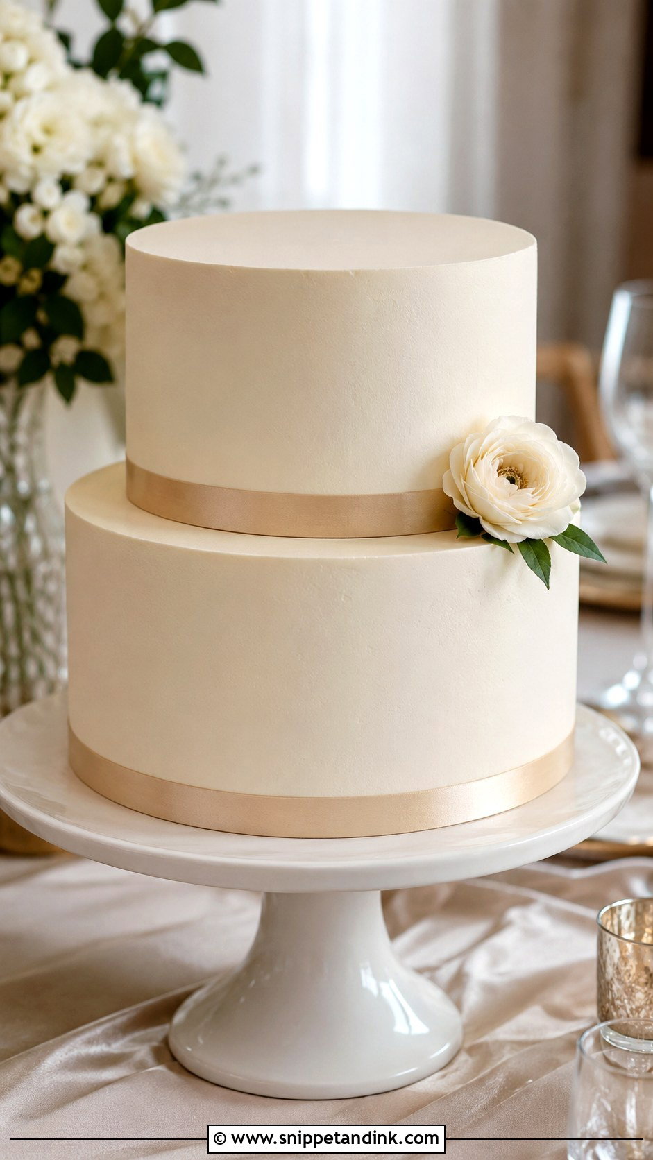 2 Tier Ribbon Wedding Cake - Snippet and Ink - 30 2 Tier Minimalist Wedding Cake Ideas