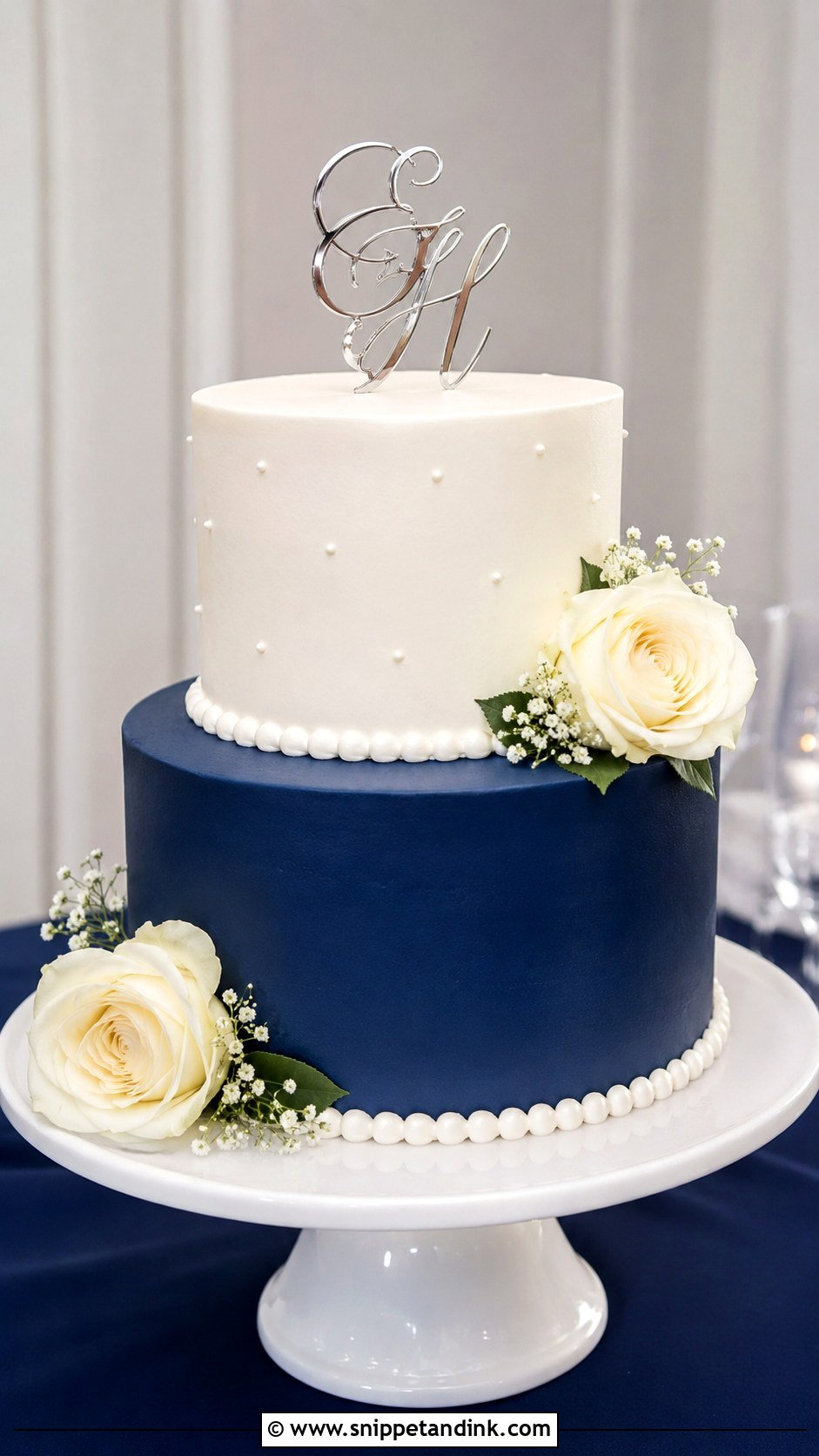 2 Tier Royal Blue And White Wedding Cake - Snippet and Ink - 20 2 Tier Royal Blue Wedding Cake Ideas
