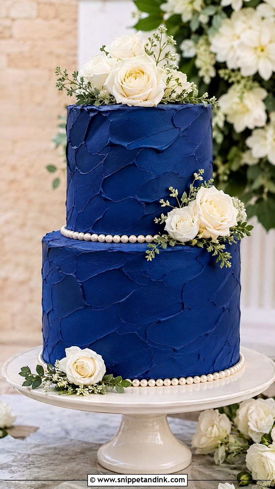 2 Tier Royal Blue Buttercream Wedding Cake - Snippet and Ink - 20 2 Tier Royal Blue Wedding Cake Ideas