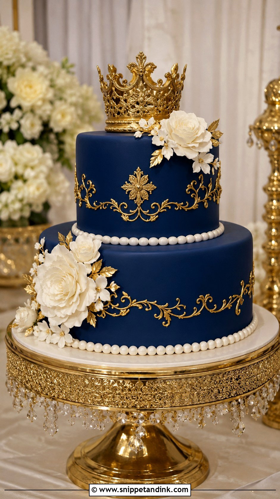 2 Tier Royal Blue Crown Wedding Cake - Snippet and Ink - 20 2 Tier Royal Blue Wedding Cake Ideas