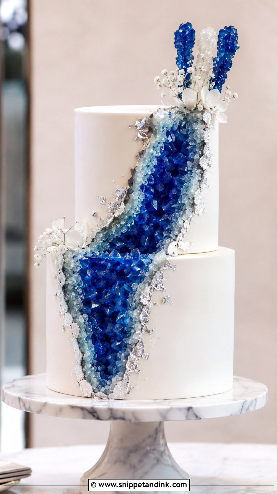 2 Tier Royal Blue Geode Wedding Cake - Snippet and Ink - 20 2 Tier Royal Blue Wedding Cake Ideas