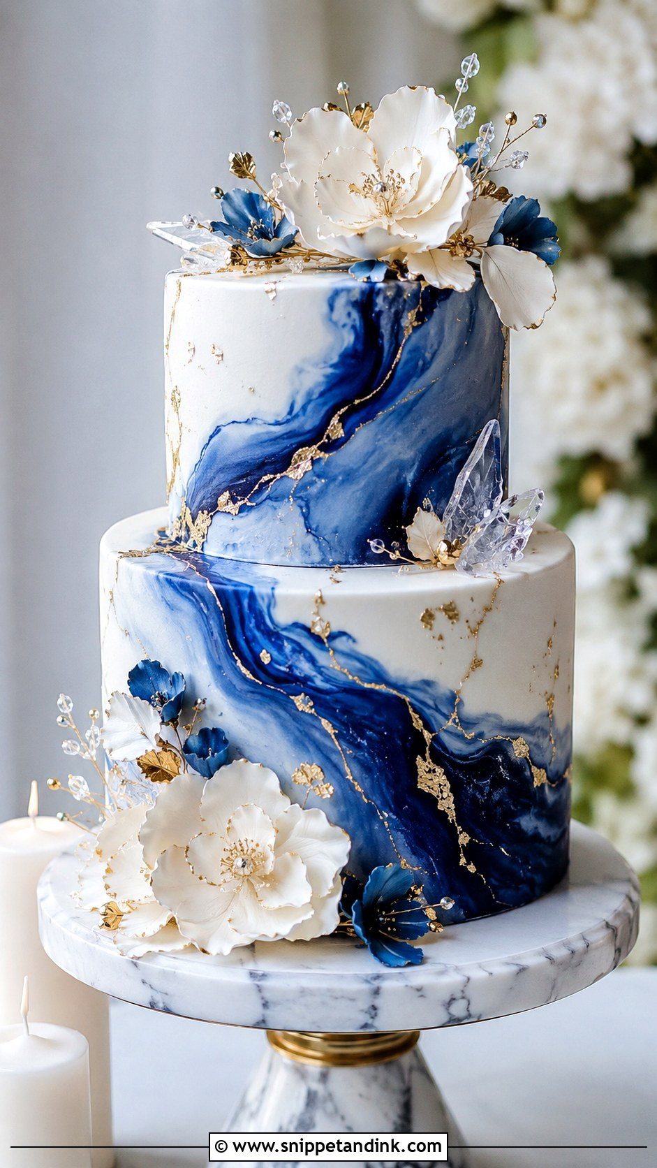 2 Tier Royal Blue Marble Wedding Cake - Snippet and Ink - 20 2 Tier Royal Blue Wedding Cake Ideas