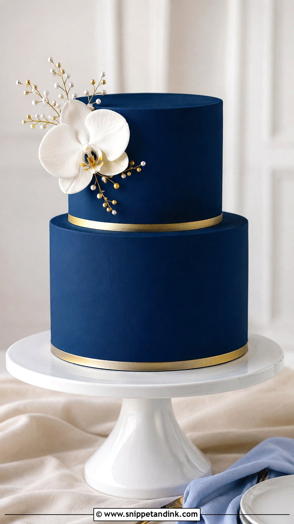 2 Tier Royal Blue Minimalist Wedding Cake - Snippet and Ink - 20 2 Tier Royal Blue Wedding Cake Ideas
