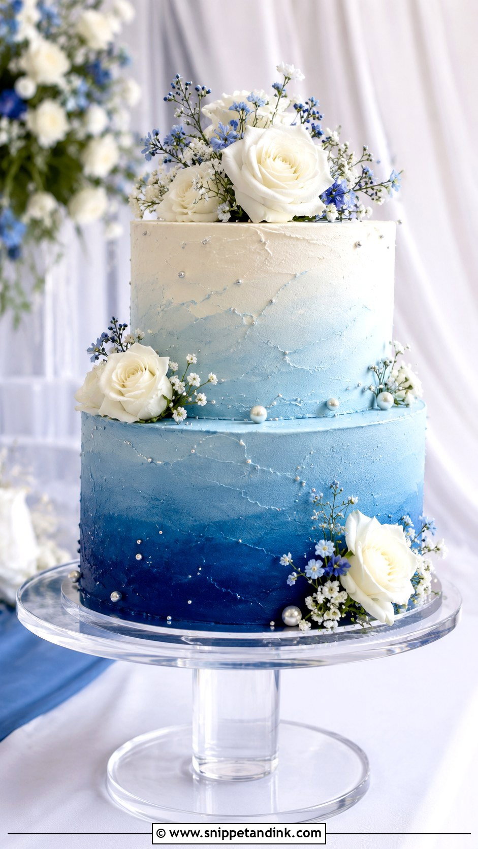 2 Tier Royal Blue Ombre Wedding Cake - Snippet and Ink - 20 2 Tier Royal Blue Wedding Cake Ideas