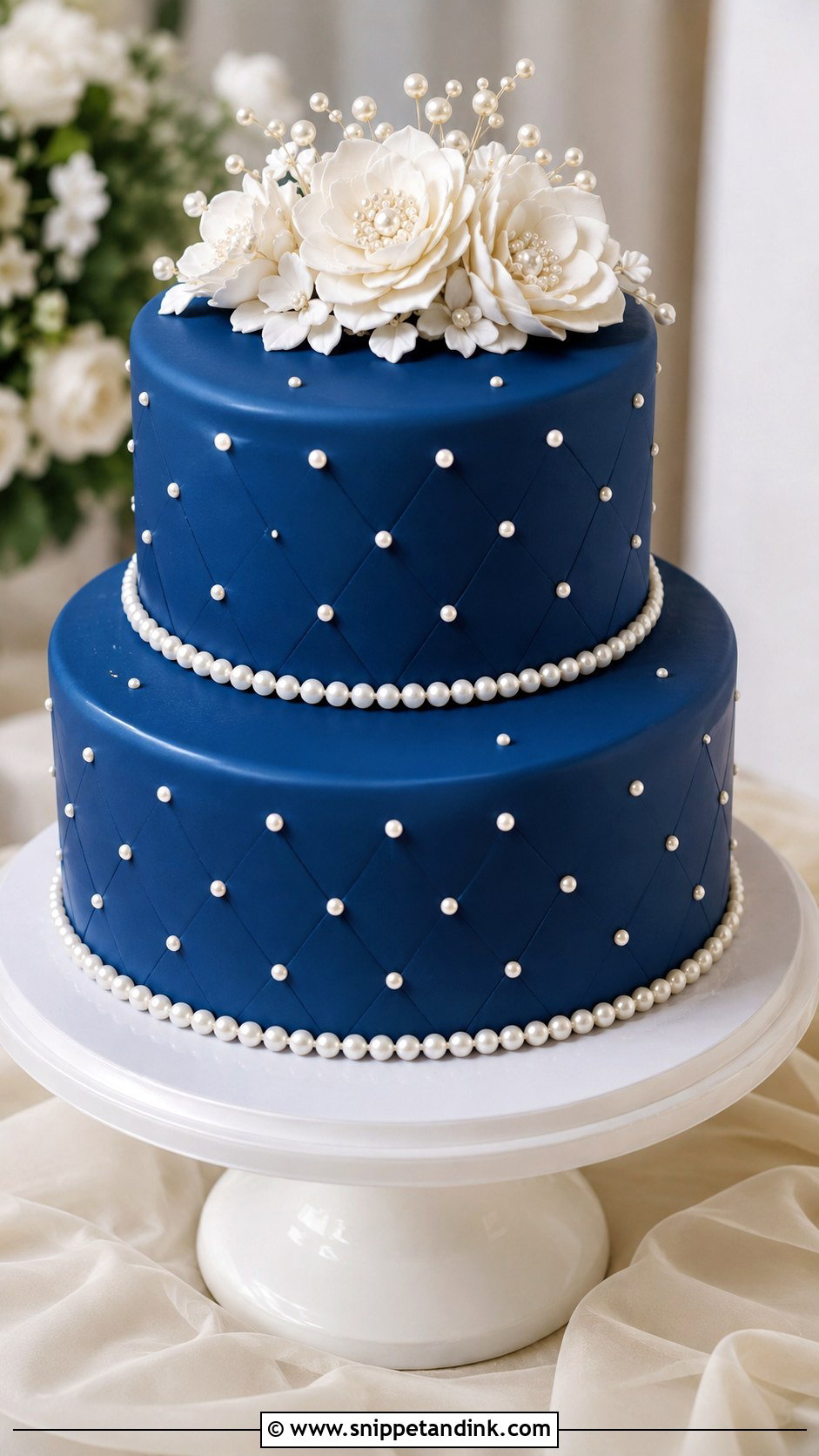 2 Tier Royal Blue Pearl Wedding Cake - Snippet and Ink - 20 2 Tier Royal Blue Wedding Cake Ideas