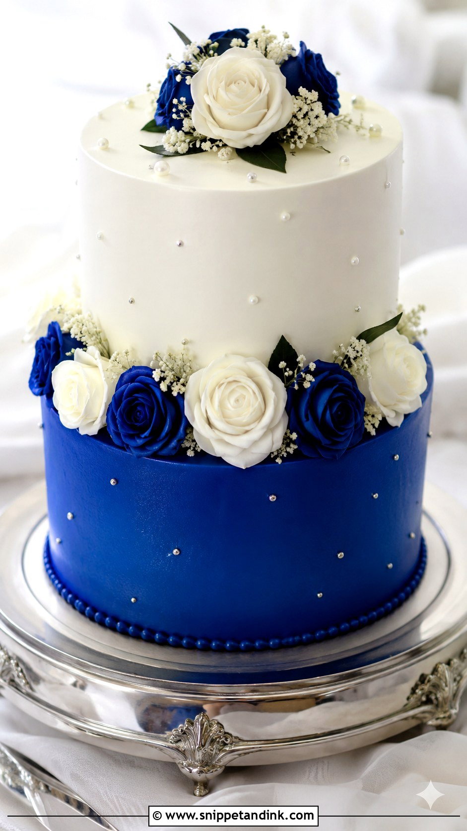2 Tier Royal Blue Rose Wedding Cake - Snippet and Ink - 20 2 Tier Royal Blue Wedding Cake Ideas