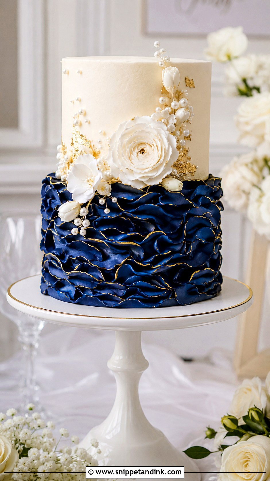 2 Tier Royal Blue Ruffle Wedding Cake - Snippet and Ink - 20 2 Tier Royal Blue Wedding Cake Ideas