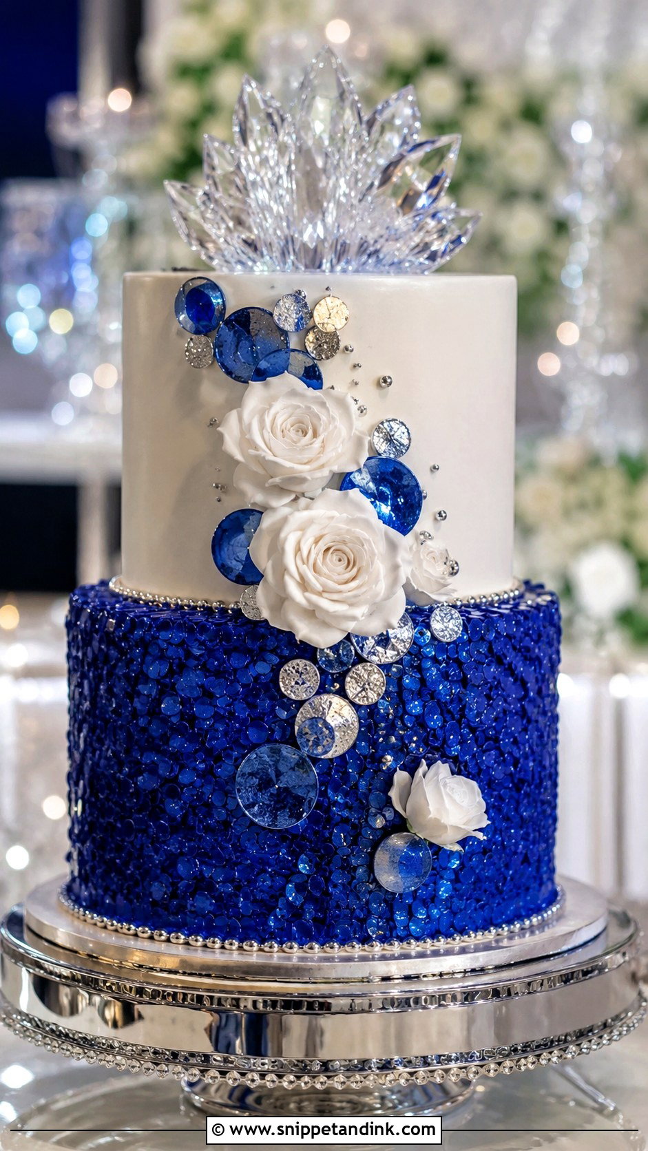 2 Tier Royal Blue Sequin Wedding Cake - Snippet and Ink - 20 2 Tier Royal Blue Wedding Cake Ideas