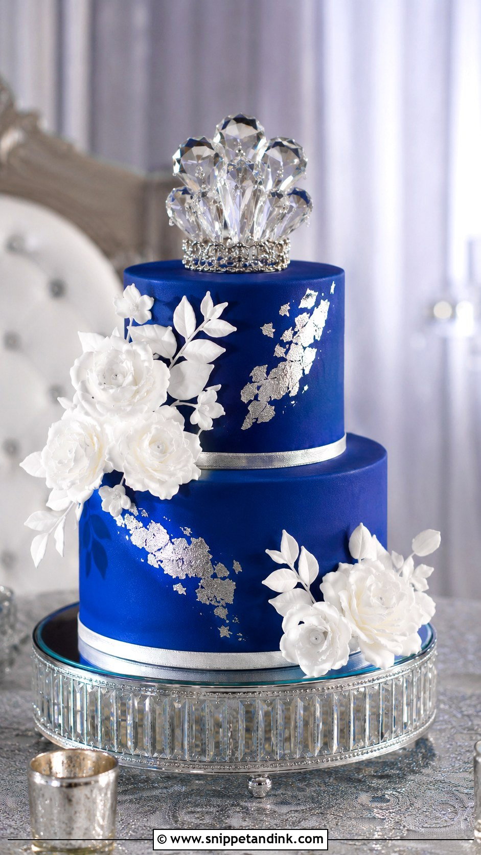 2 Tier Royal Blue Silver Wedding Cake - Snippet and Ink - 20 2 Tier Royal Blue Wedding Cake Ideas