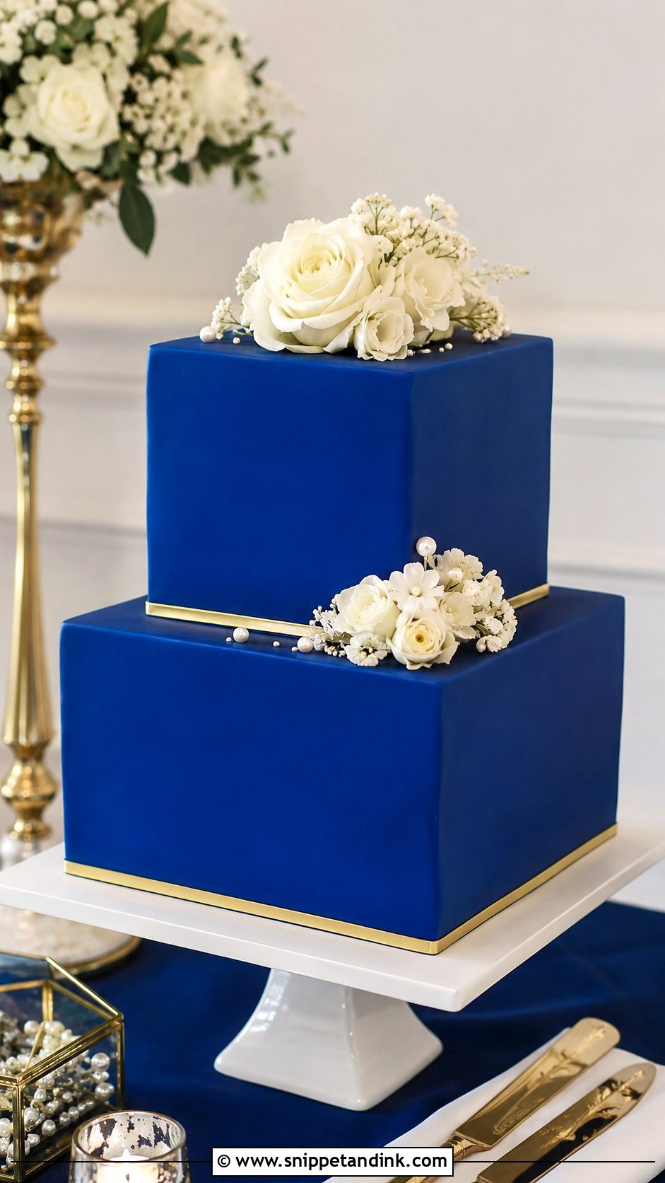2 Tier Royal Blue Square Wedding Cake - Snippet and Ink - 20 2 Tier Royal Blue Wedding Cake Ideas