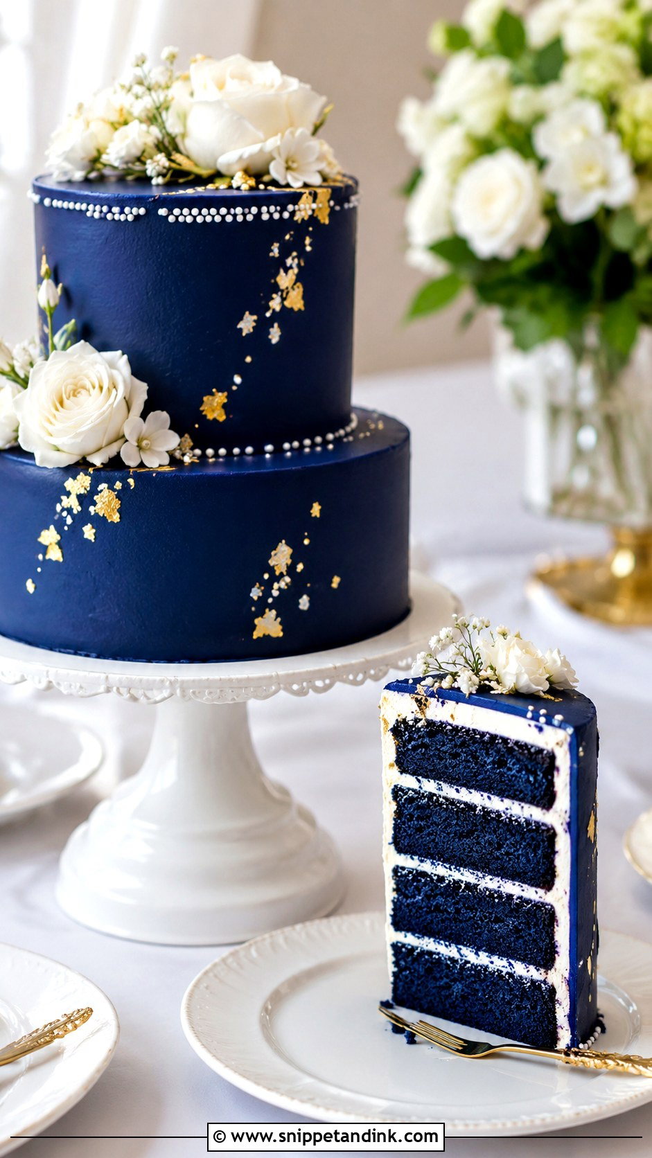 2 Tier Royal Blue Velvet Wedding Cake - Snippet and Ink - 20 2 Tier Royal Blue Wedding Cake Ideas