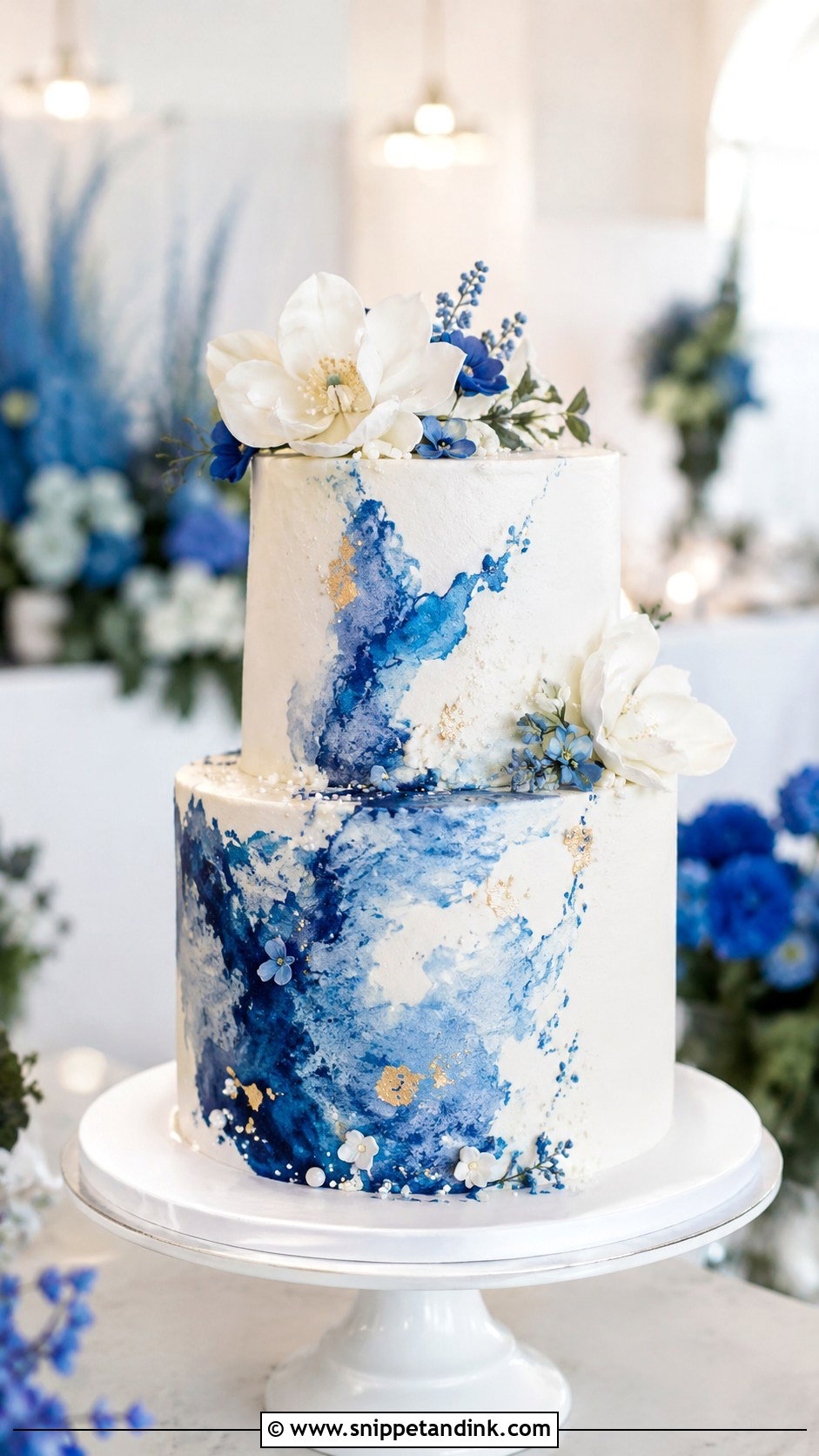 2 Tier Royal Blue Watercolor Wedding Cake - Snippet and Ink - 20 2 Tier Royal Blue Wedding Cake Ideas