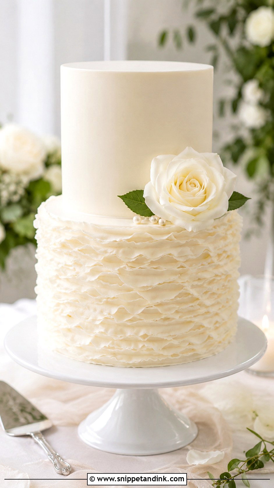 2 Tier Ruffle Wedding Cake - Snippet and Ink - 30 2 Tier Minimalist Wedding Cake Ideas