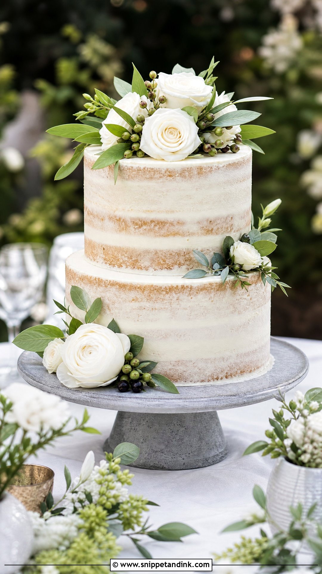 2 Tier Semi Naked Wedding Cake - Snippet and Ink - 20 Simple Elegant 2 Tier Wedding Cakes