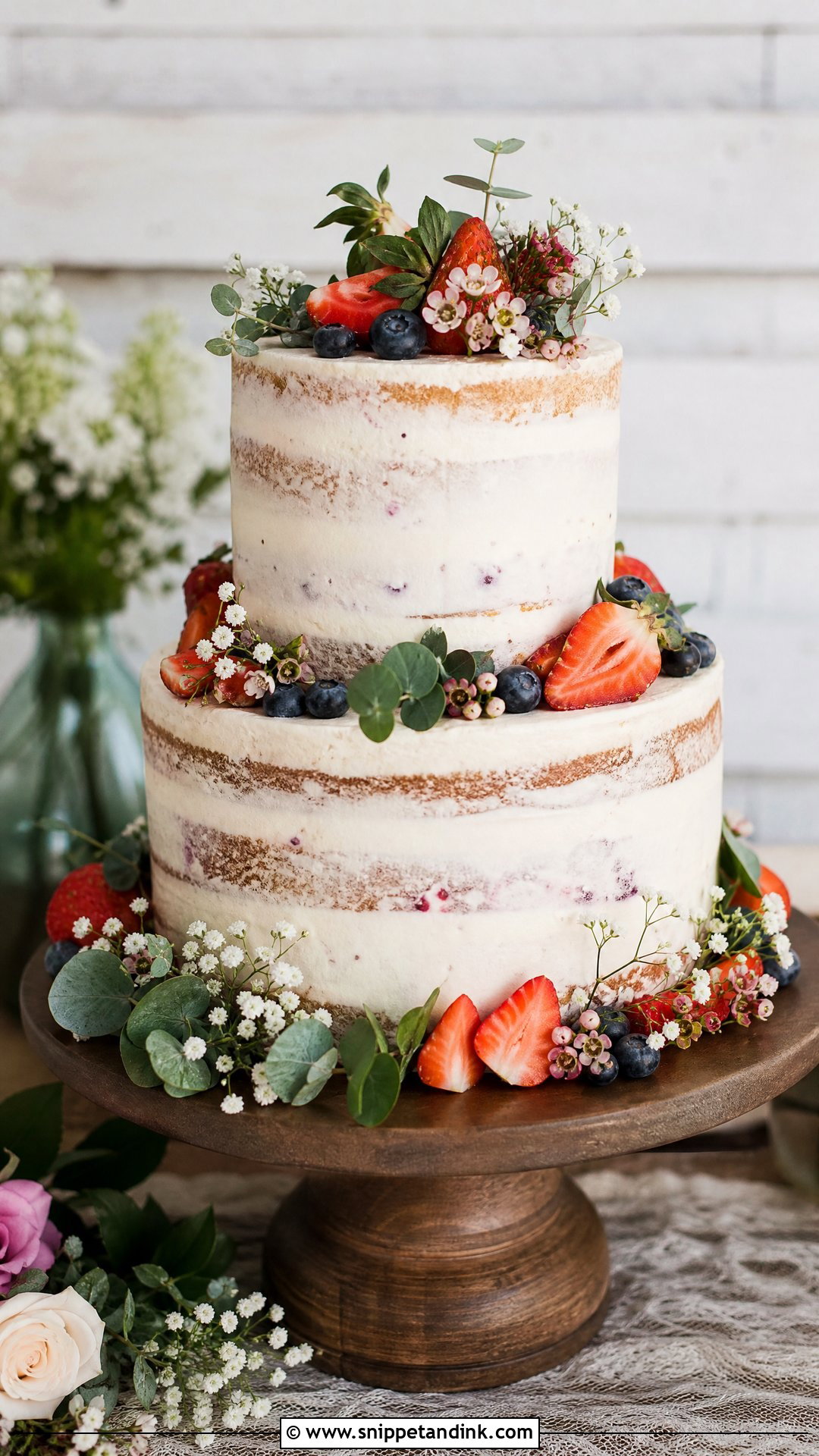 2 Tier Semi Naked Wedding Cake - Snippet and Ink - 25 2 Tier Wedding Cake Ideas