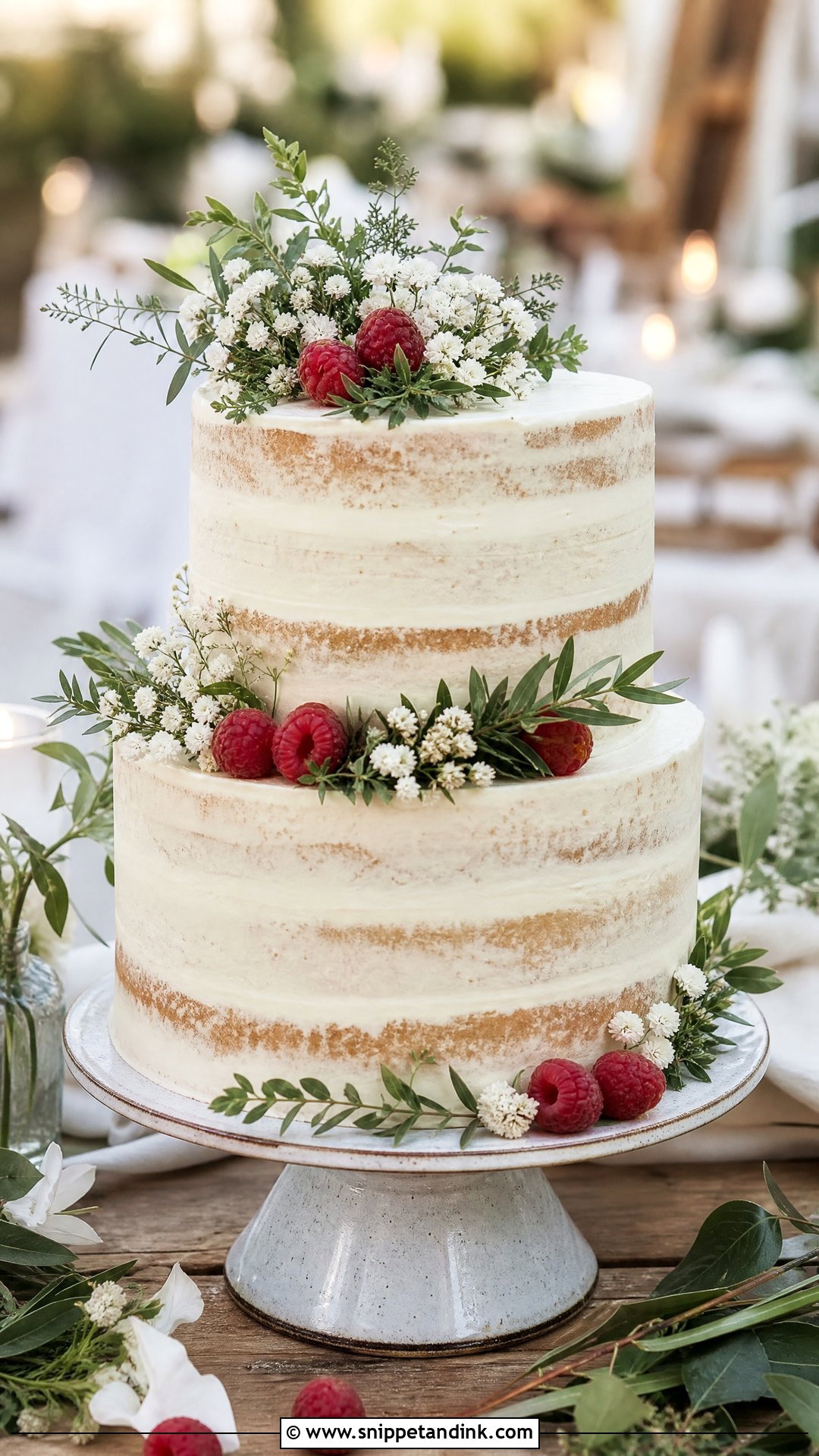 2 Tier Semi Naked Wedding Cake - Snippet and Ink - 30 2 Tier Cake Ideas for Wedding