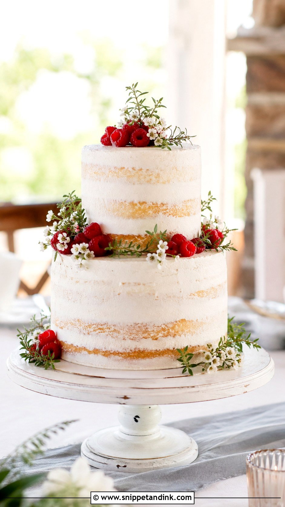 2 Tier Semi Naked Wedding Cake - Snippet and Ink - 30 2 Tier Minimalist Wedding Cake Ideas