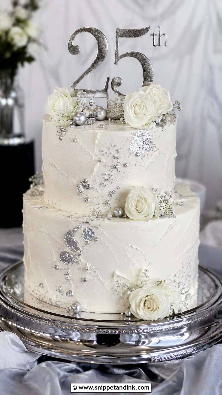 2 Tier Silver Anniversary Cake - Snippet and Ink - 20 2 Tier Anniversary Cake Designs