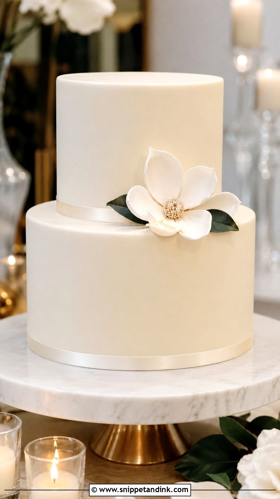 2 Tier Smooth Fondant Wedding Cake - Snippet and Ink - 30 2 Tier Minimalist Wedding Cake Ideas