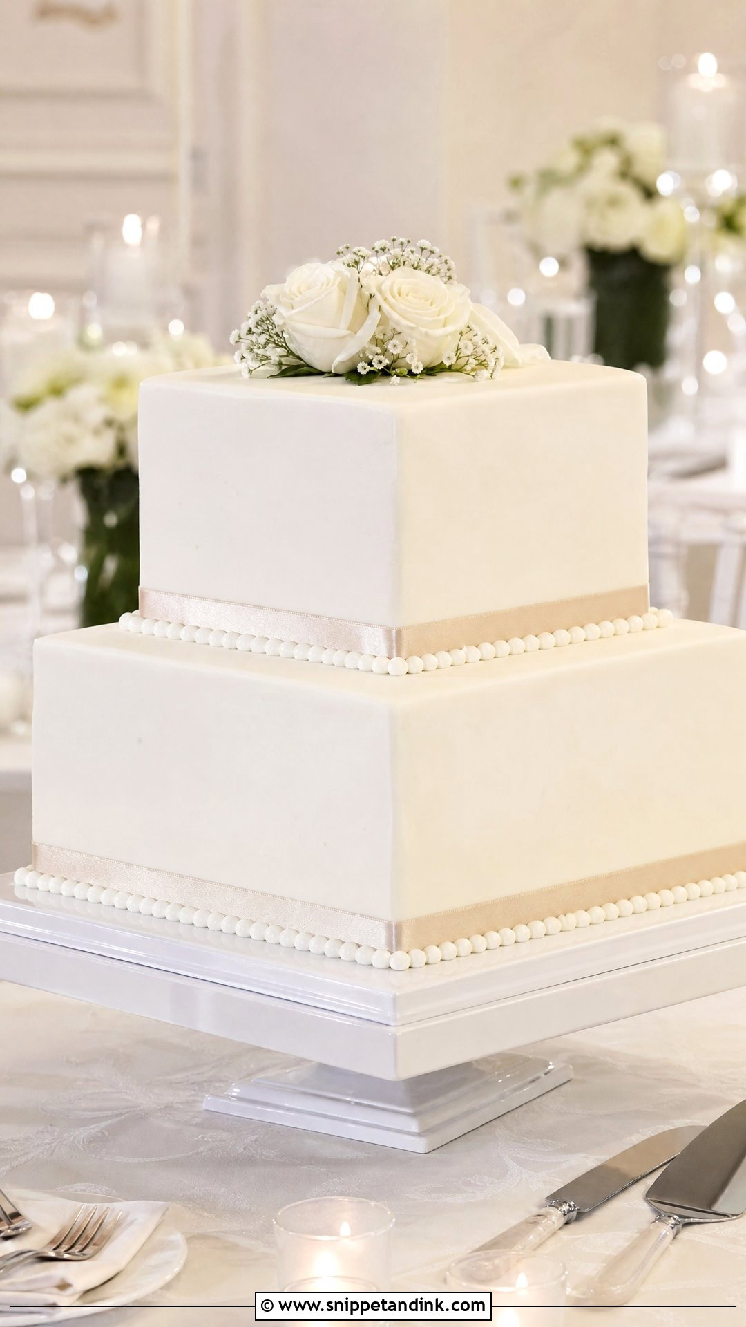 2 Tier Square Wedding Cake - Snippet and Ink - 20 Simple Elegant 2 Tier Wedding Cakes