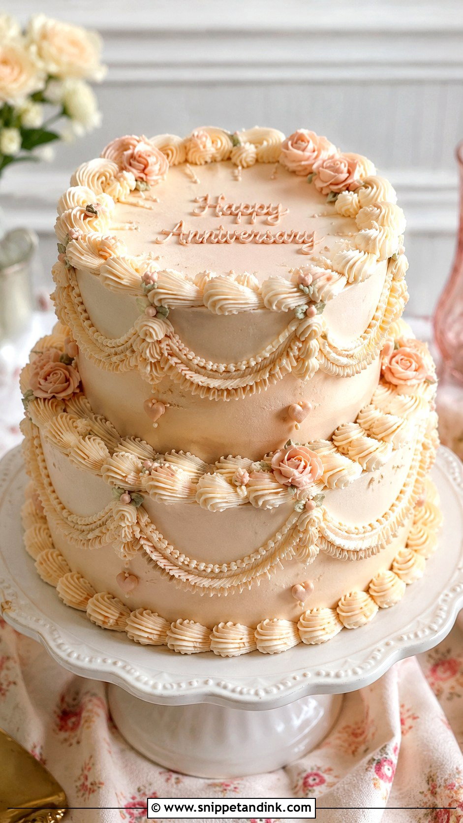 2 Tier Vintage Anniversary Cake - Snippet and Ink - 20 2 Tier Anniversary Cake Designs