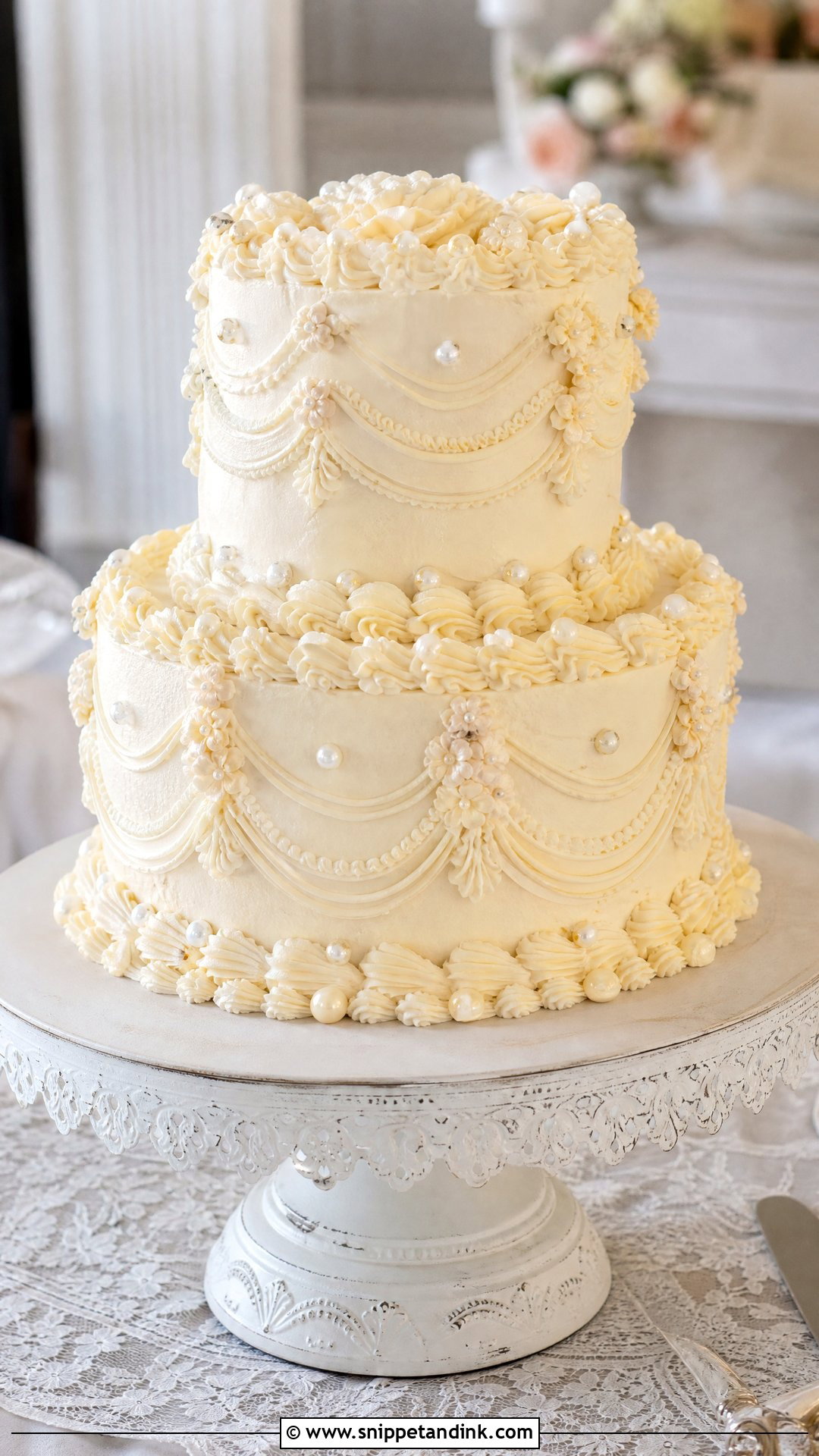 2 Tier Vintage Wedding Cake - Snippet and Ink - 30 2 Tier Cake Ideas for Wedding