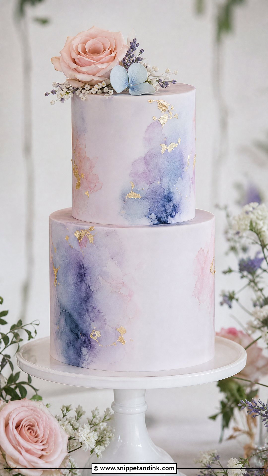 2 Tier Watercolor Wedding Cake - Snippet and Ink - 25 2 Tier Wedding Cake Ideas