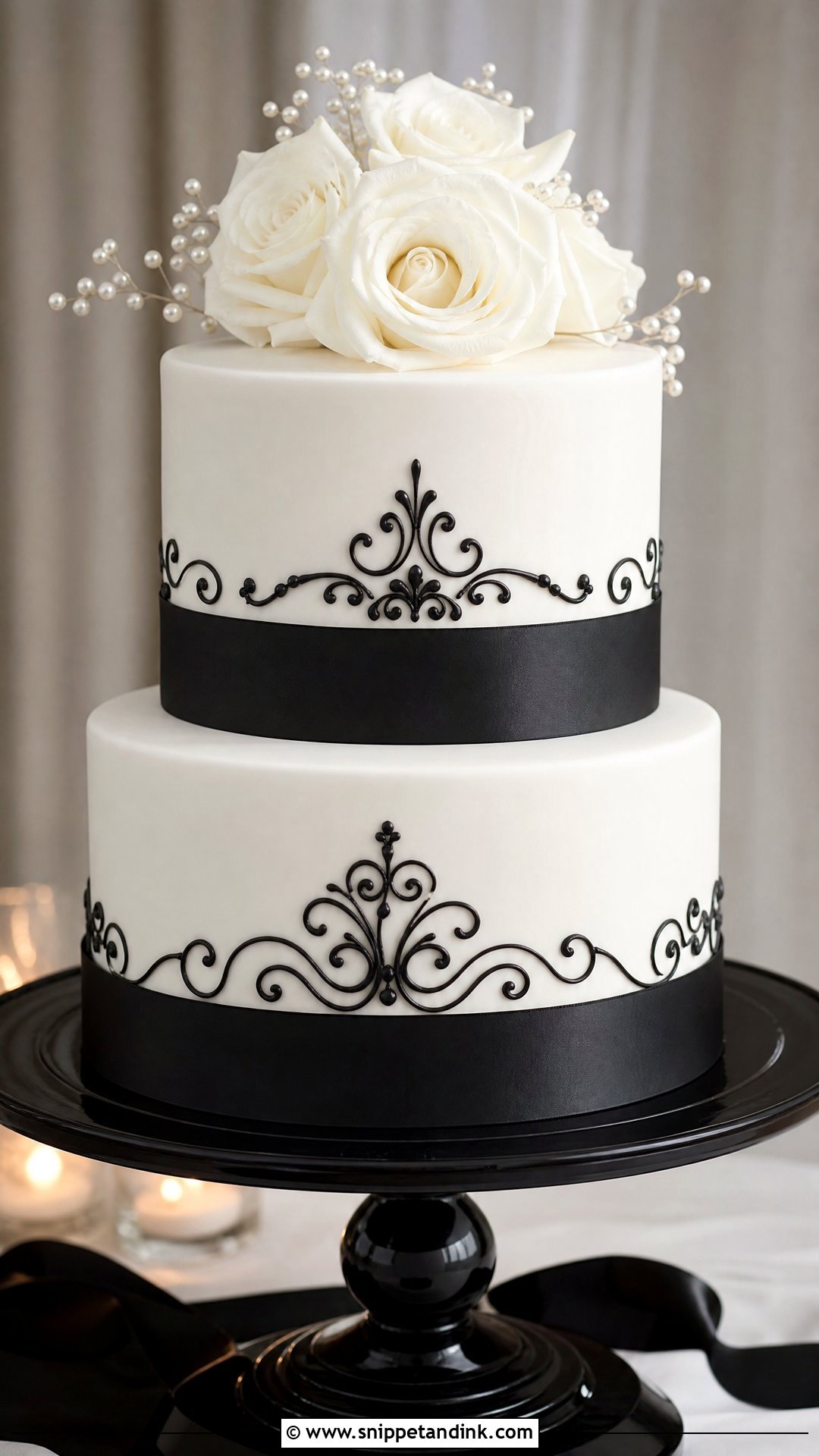 2 Tier Wedding Cake With Black And White - Snippet and Ink - 30 2 Tier Cake Designs for Wedding