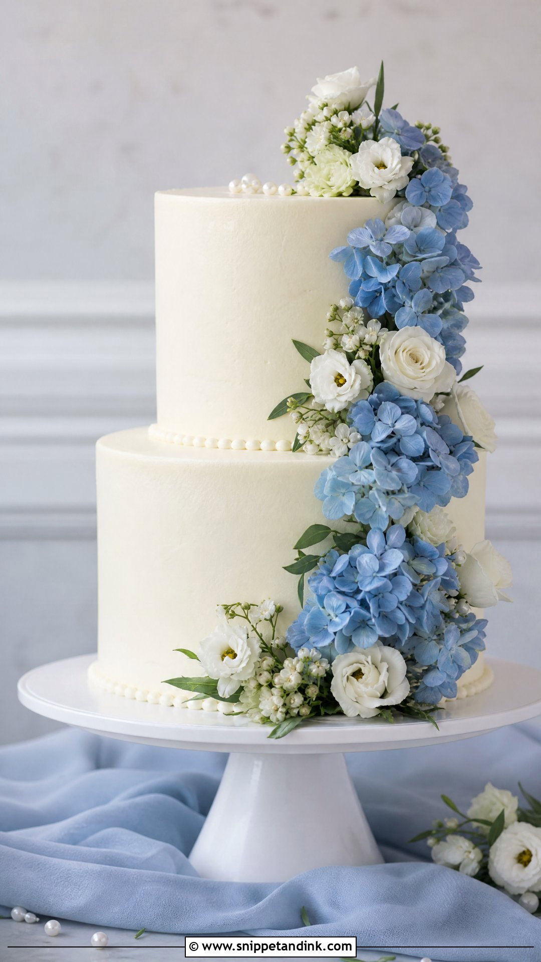 2 Tier Wedding Cake With Blue Flowers - Snippet and Ink - 30 2 Tier Cake Designs for Wedding