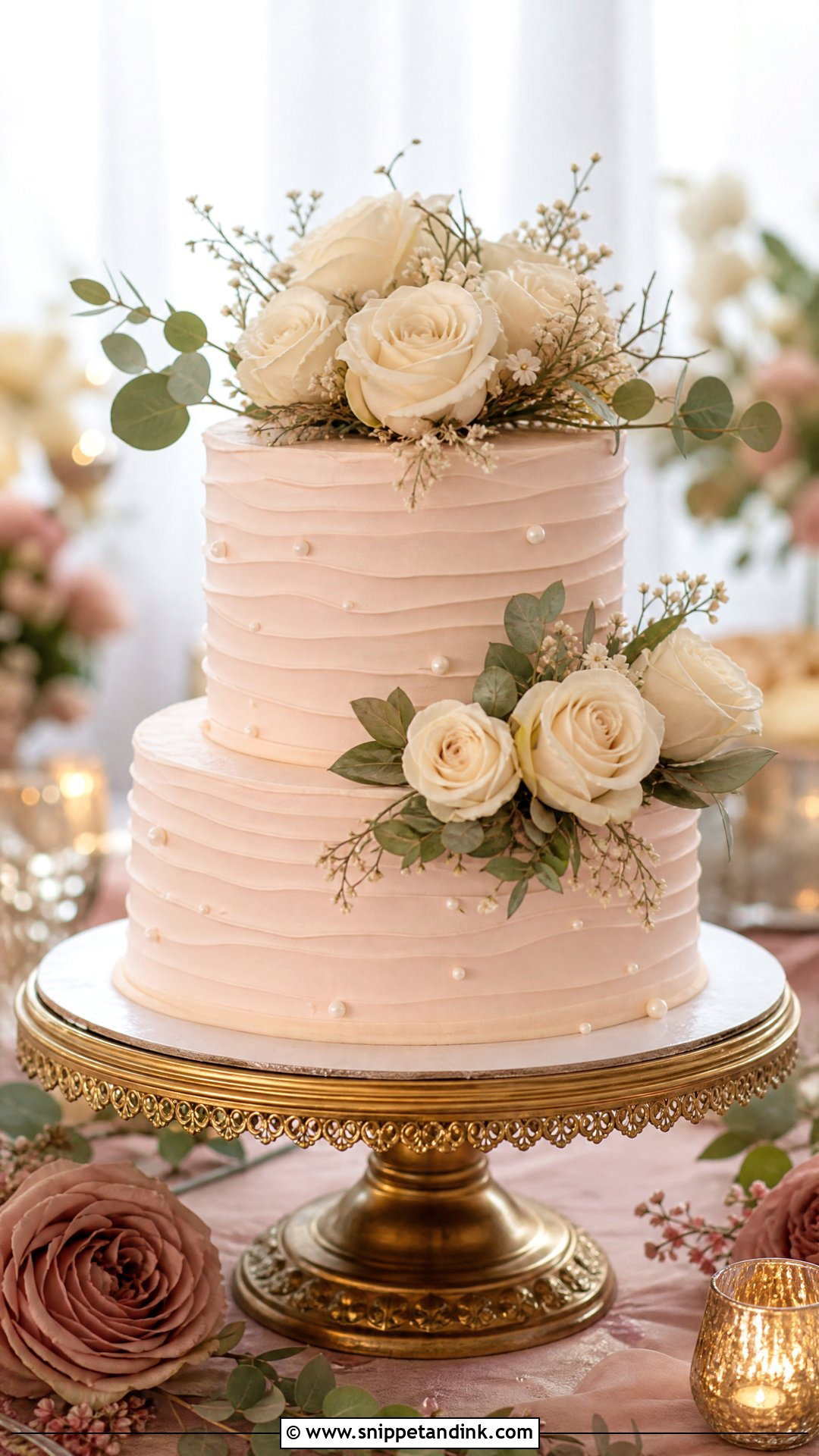 2 Tier Wedding Cake With Blush Pink - Snippet and Ink - 30 2 Tier Cake Designs for Wedding