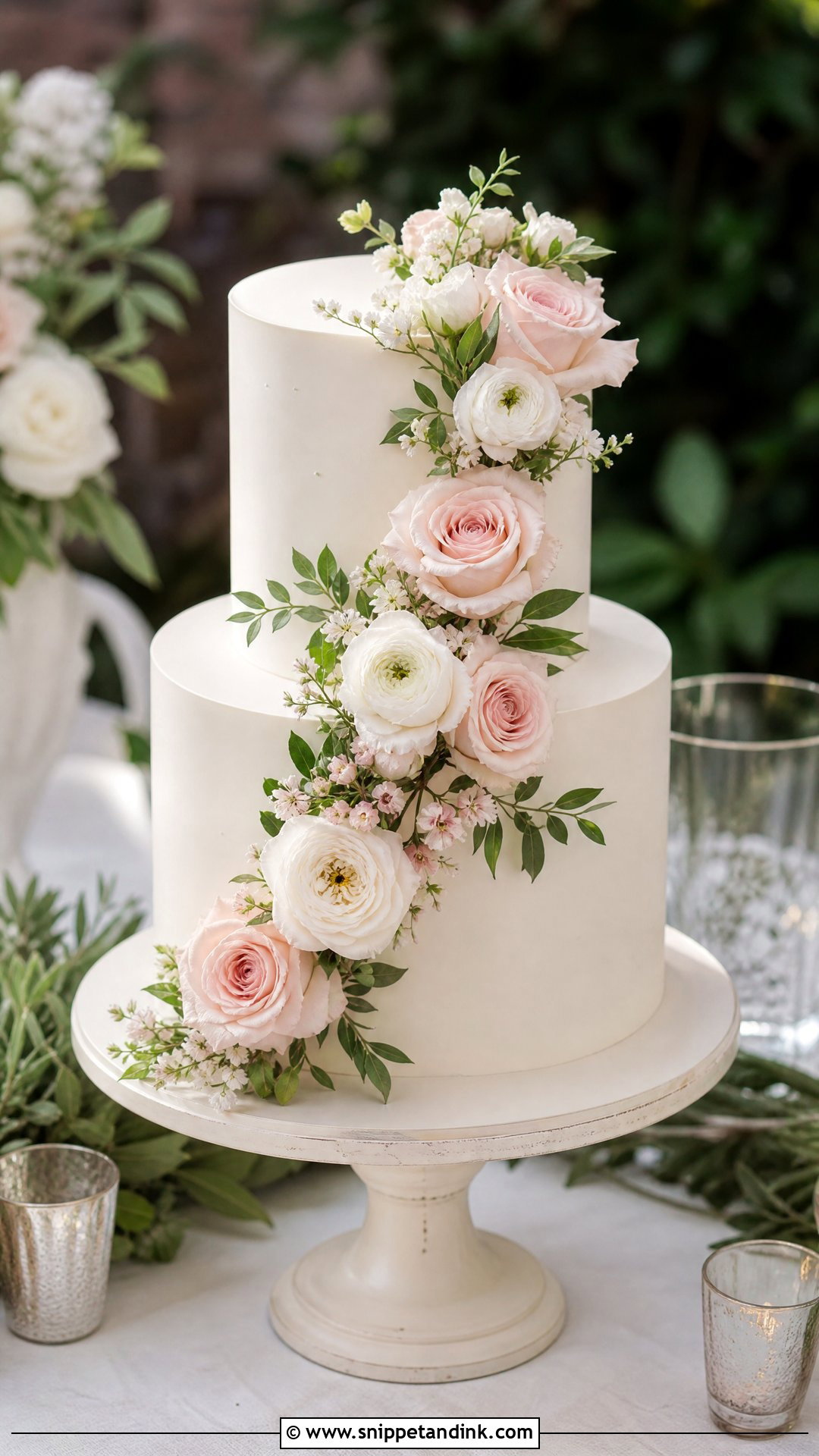 2 Tier Wedding Cake With Flowers - Snippet and Ink - 25 2 Tier Wedding Cake Ideas