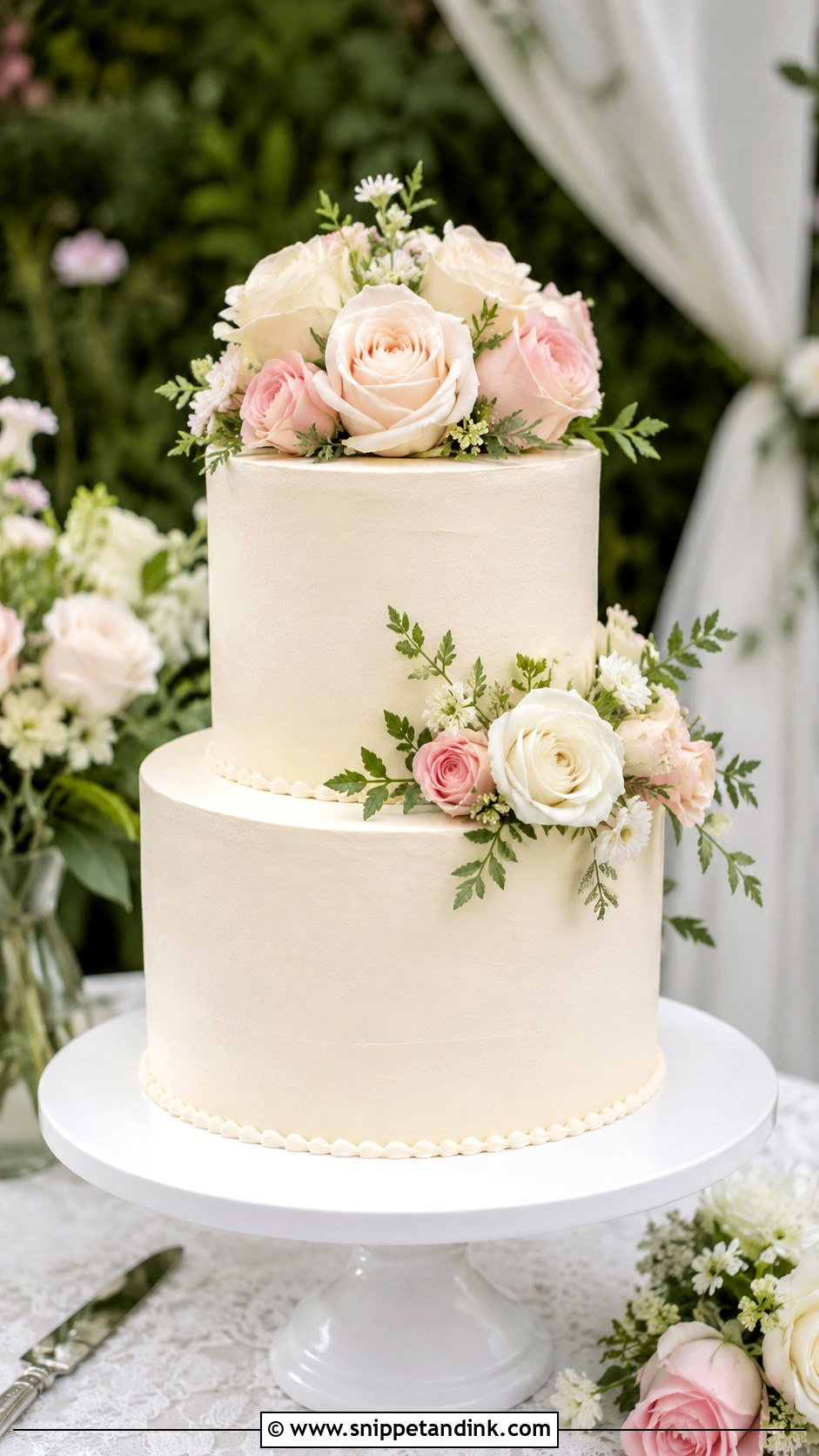 2 Tier Wedding Cake With Fresh Roses - Snippet and Ink - 20 2 Tier Wedding Cake Ideas with Roses