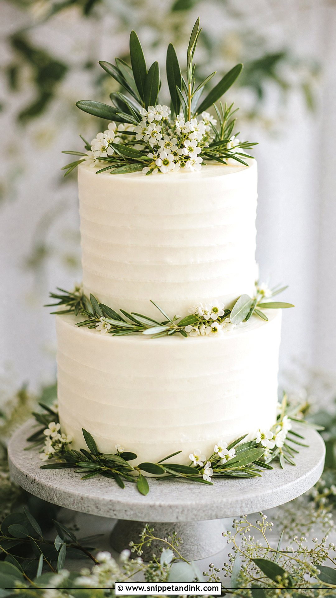 2 Tier Wedding Cake With Greenery - Snippet and Ink - 25 2 Tier Wedding Cake Ideas