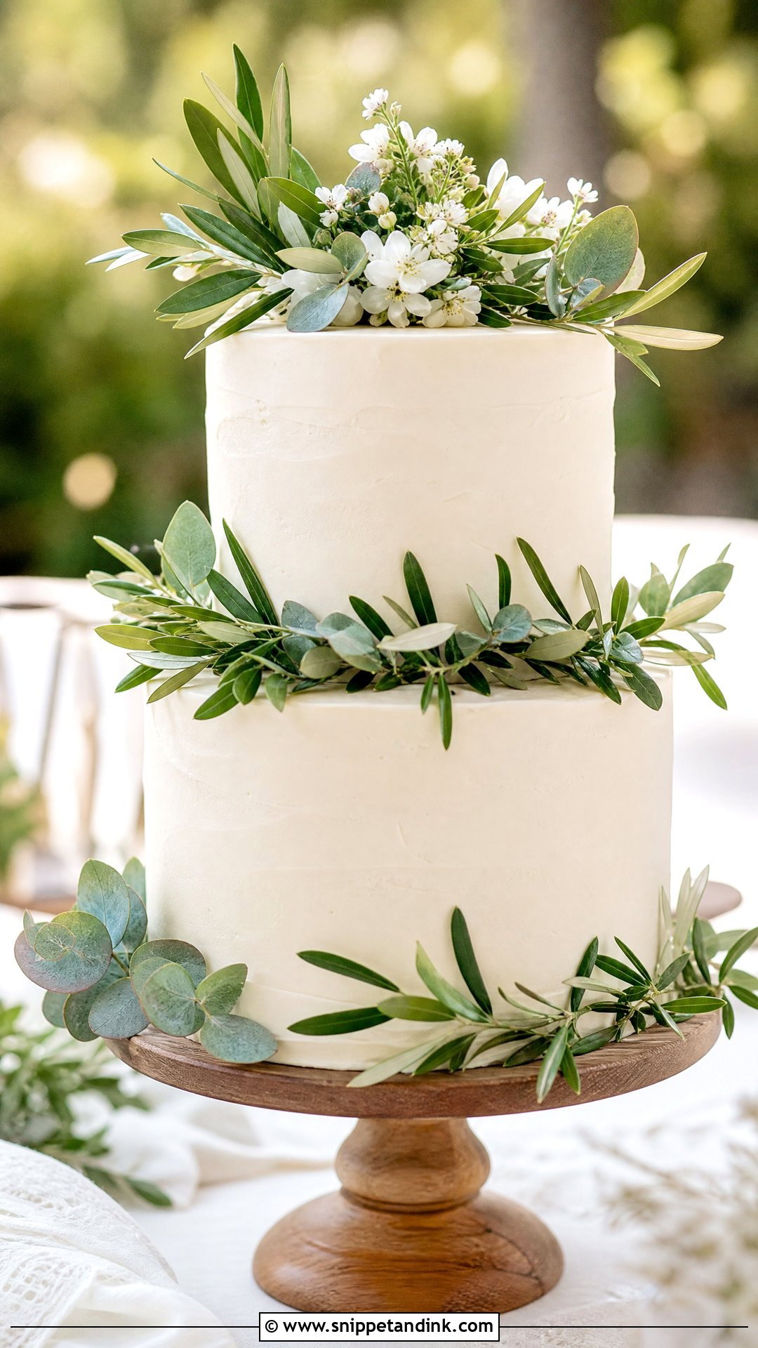2 Tier Wedding Cake With Greenery - Snippet and Ink - 30 2 Tier Cake Designs for Wedding