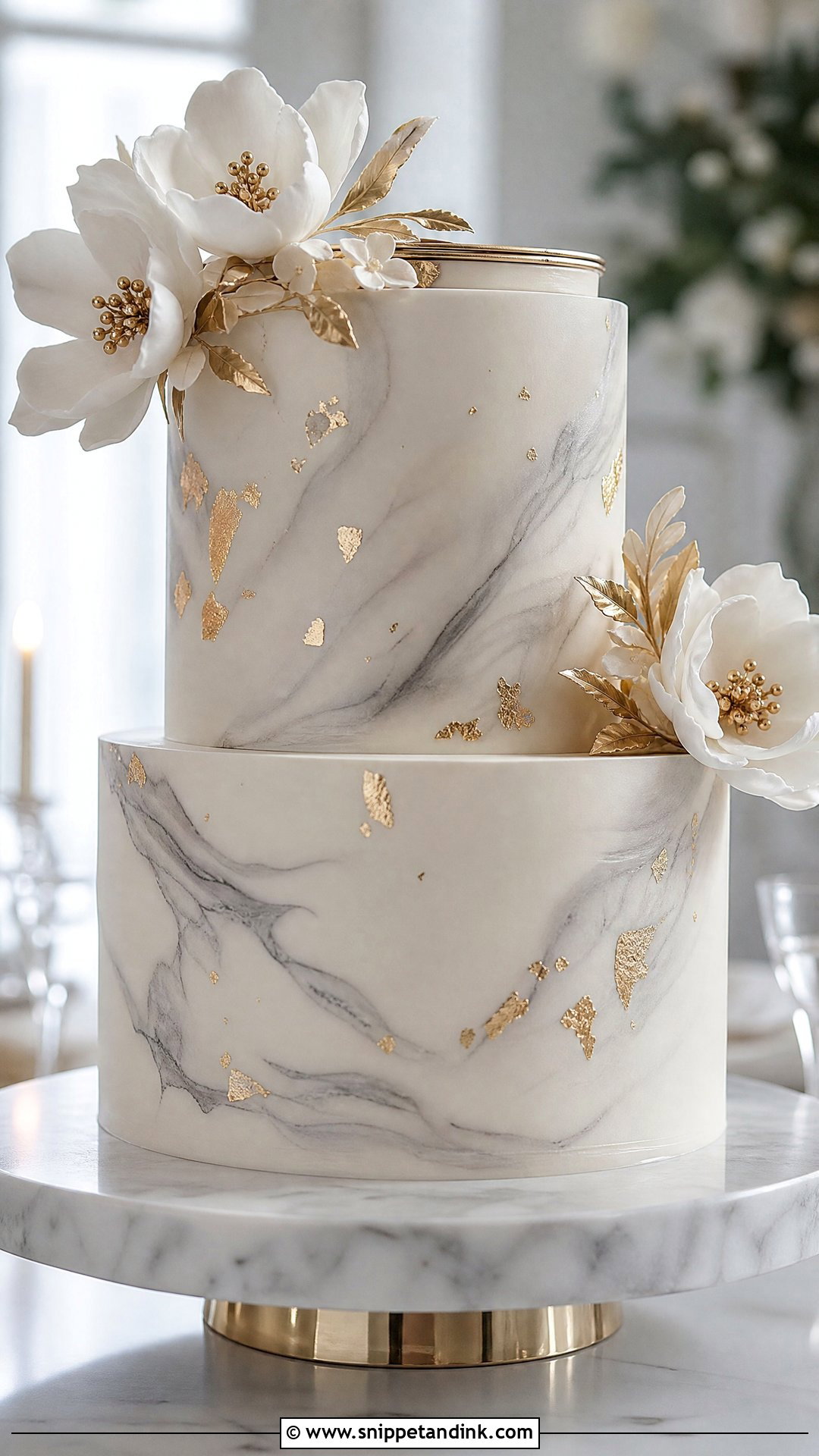 2 Tier Wedding Cake With Marble Finish - Snippet and Ink - 30 2 Tier Cake Designs for Wedding