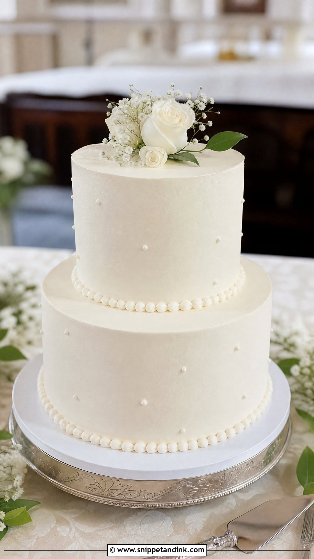 2 Tier Wedding Cake With Minimal Piping - Snippet and Ink - 20 Simple Classy 2 Tier Wedding Cake Ideas