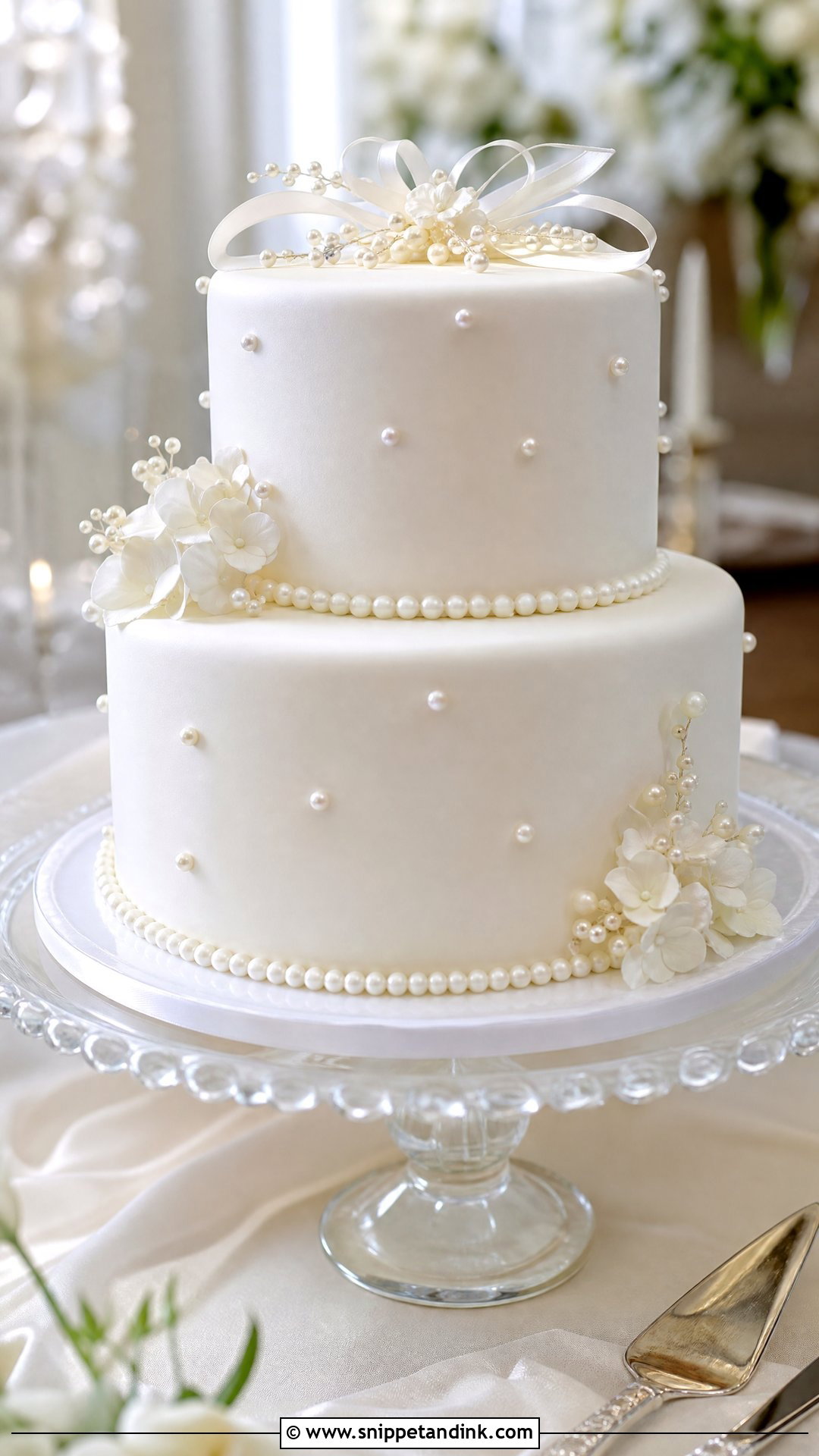 2 Tier Wedding Cake With Pearl Details - Snippet and Ink - 30 2 Tier Cake Designs for Wedding