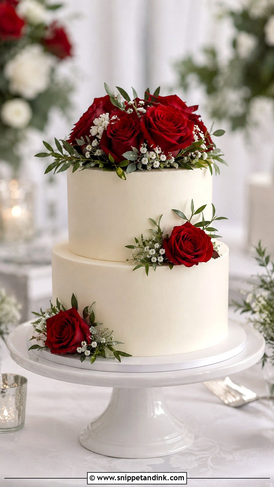 2 Tier Wedding Cake With Red Roses - Snippet and Ink - 20 2 Tier Wedding Cake Ideas with Roses