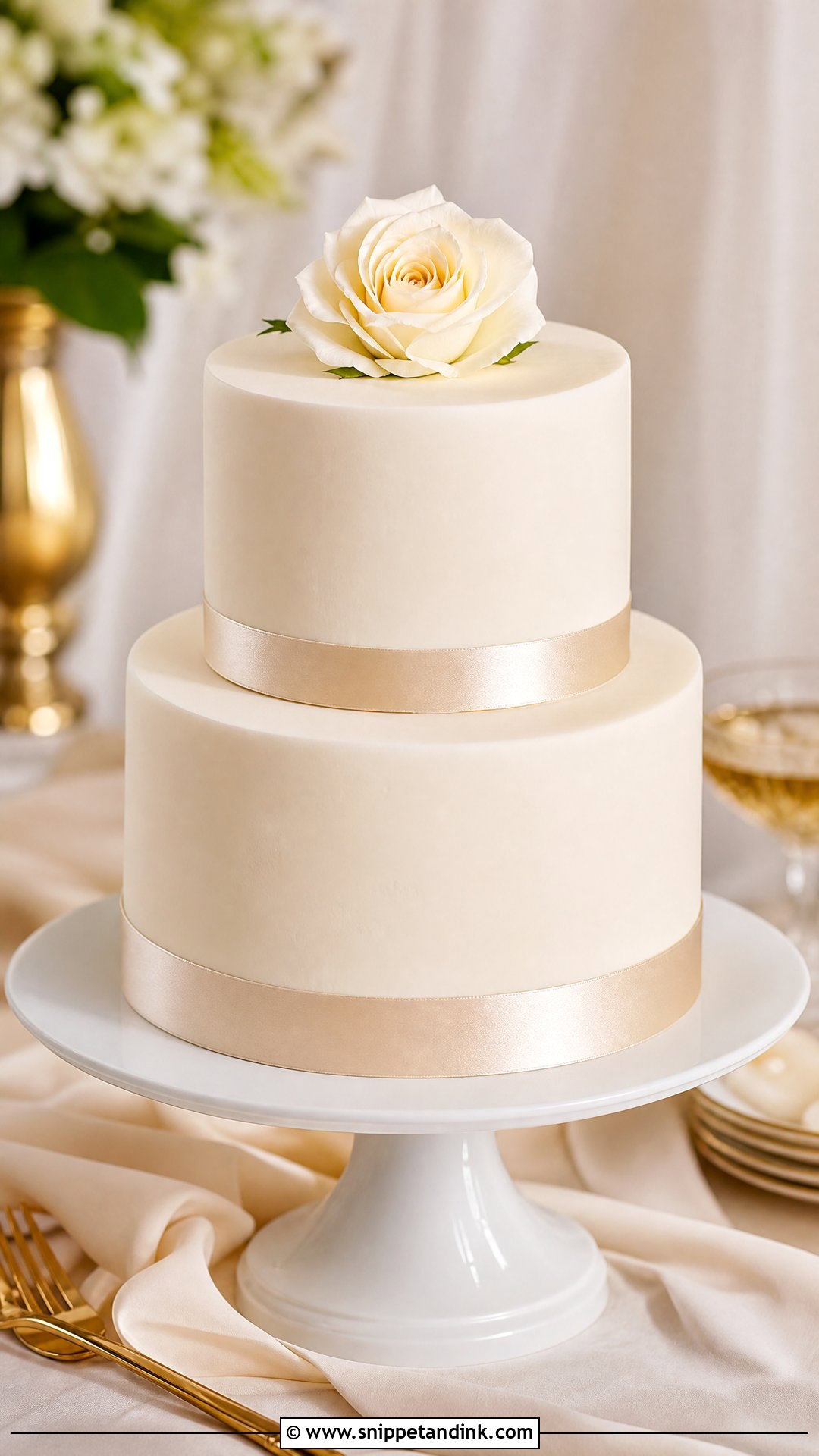 2 Tier Wedding Cake With Ribbon - Snippet and Ink - 20 Simple Elegant 2 Tier Wedding Cakes