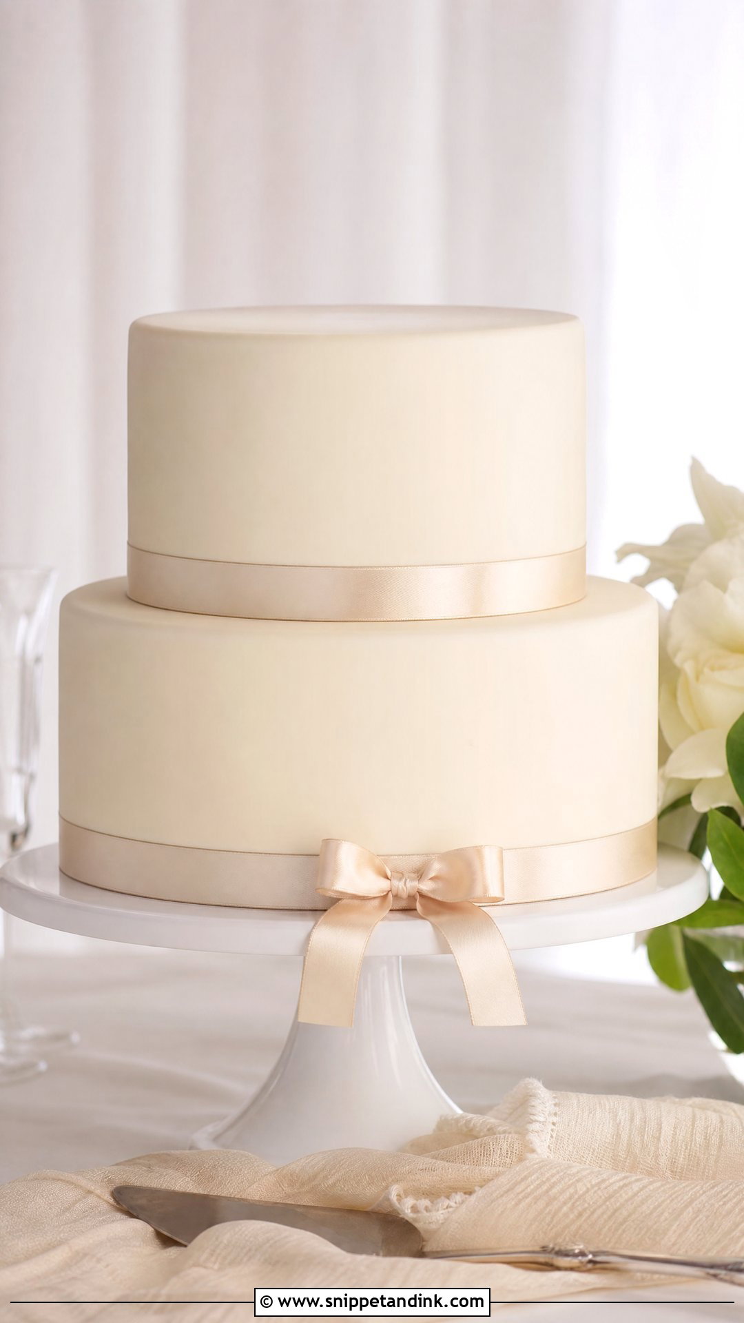 2 Tier Wedding Cake With Ribbon - Snippet and Ink - 20 Simple Classy 2 Tier Wedding Cake Ideas