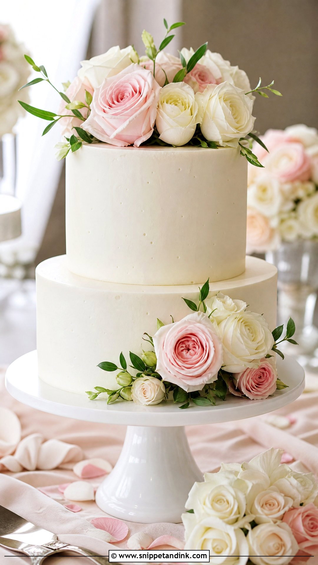 2 Tier Wedding Cake With Roses - Snippet and Ink - 20 Simple Elegant 2 Tier Wedding Cakes