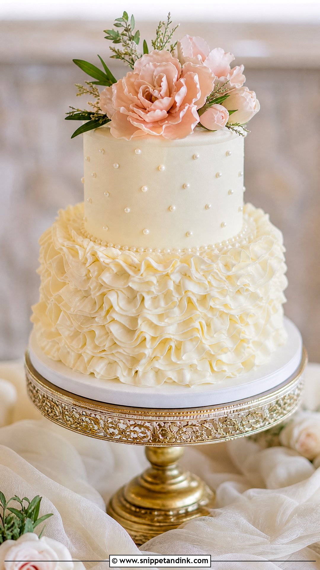 2 Tier Wedding Cake With Ruffles - Snippet and Ink - 30 2 Tier Cake Designs for Wedding