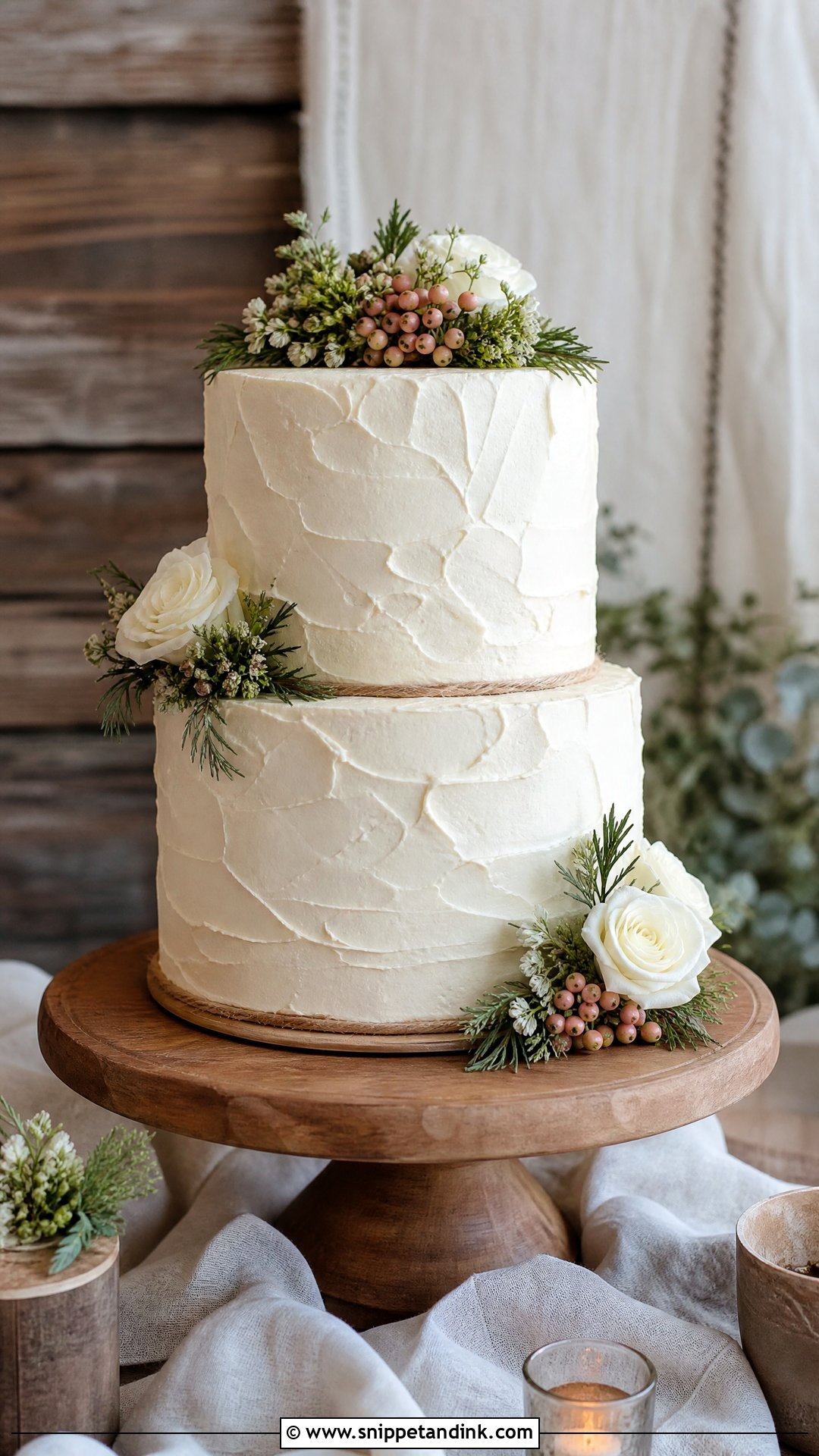 2 Tier Wedding Cake With Rustic Buttercream - Snippet and Ink - 30 2 Tier Cake Designs for Wedding